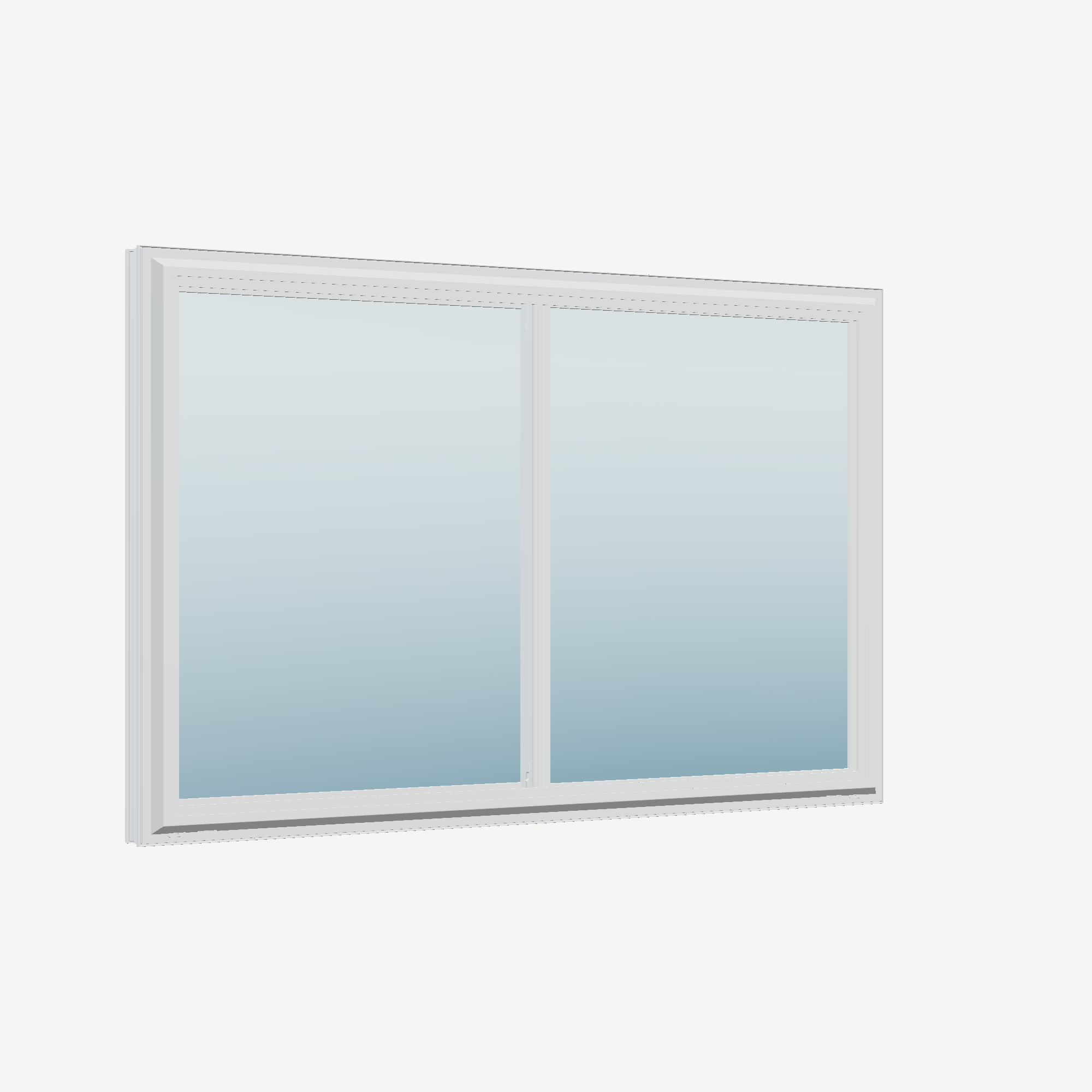 Opposite exterior angle of the 60 × 40 inch double slider, white exterior / white interior, without nailing flange