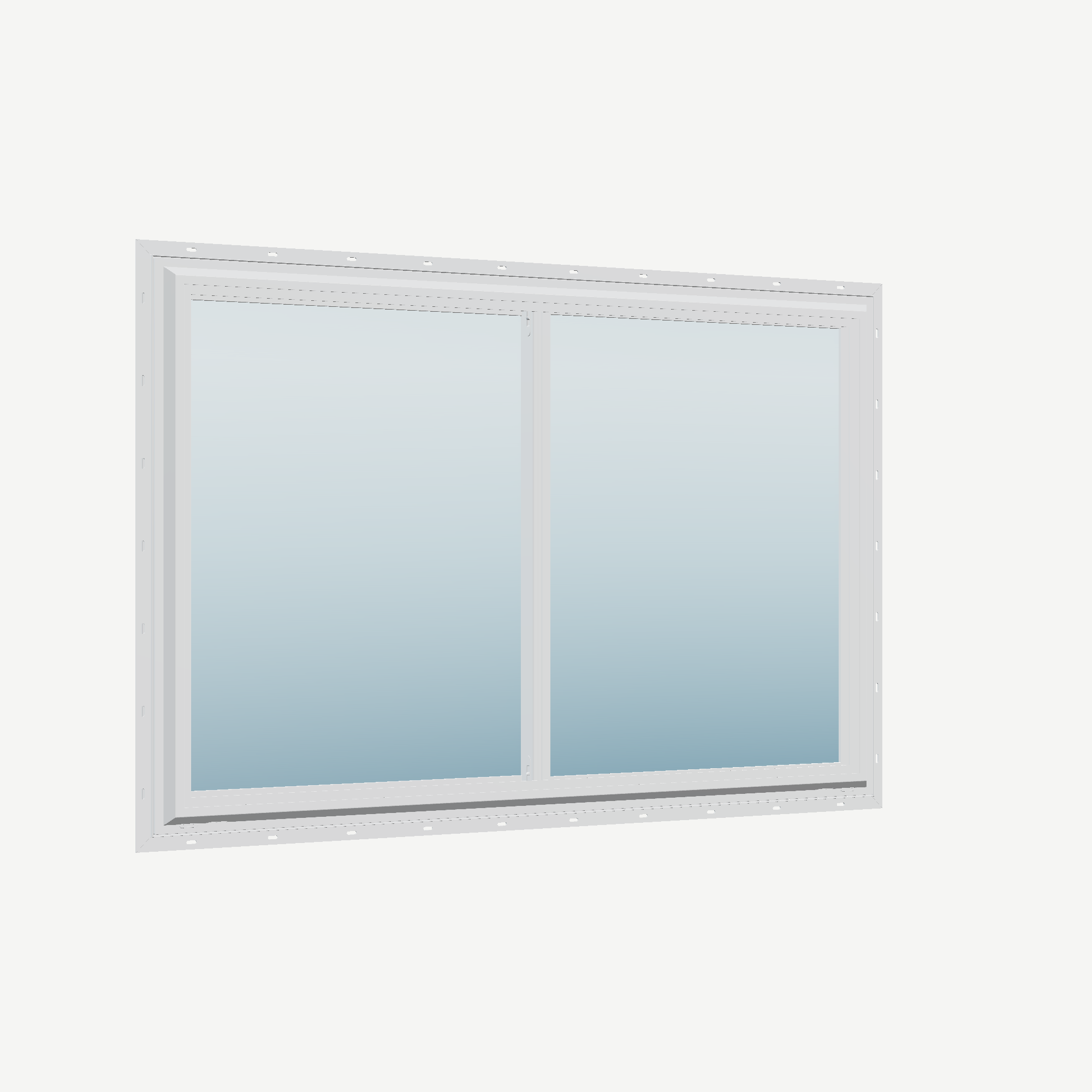 Opposite exterior angle of the 60 × 40 inch double slider with tilt, white exterior / white interior, with nailing flange
