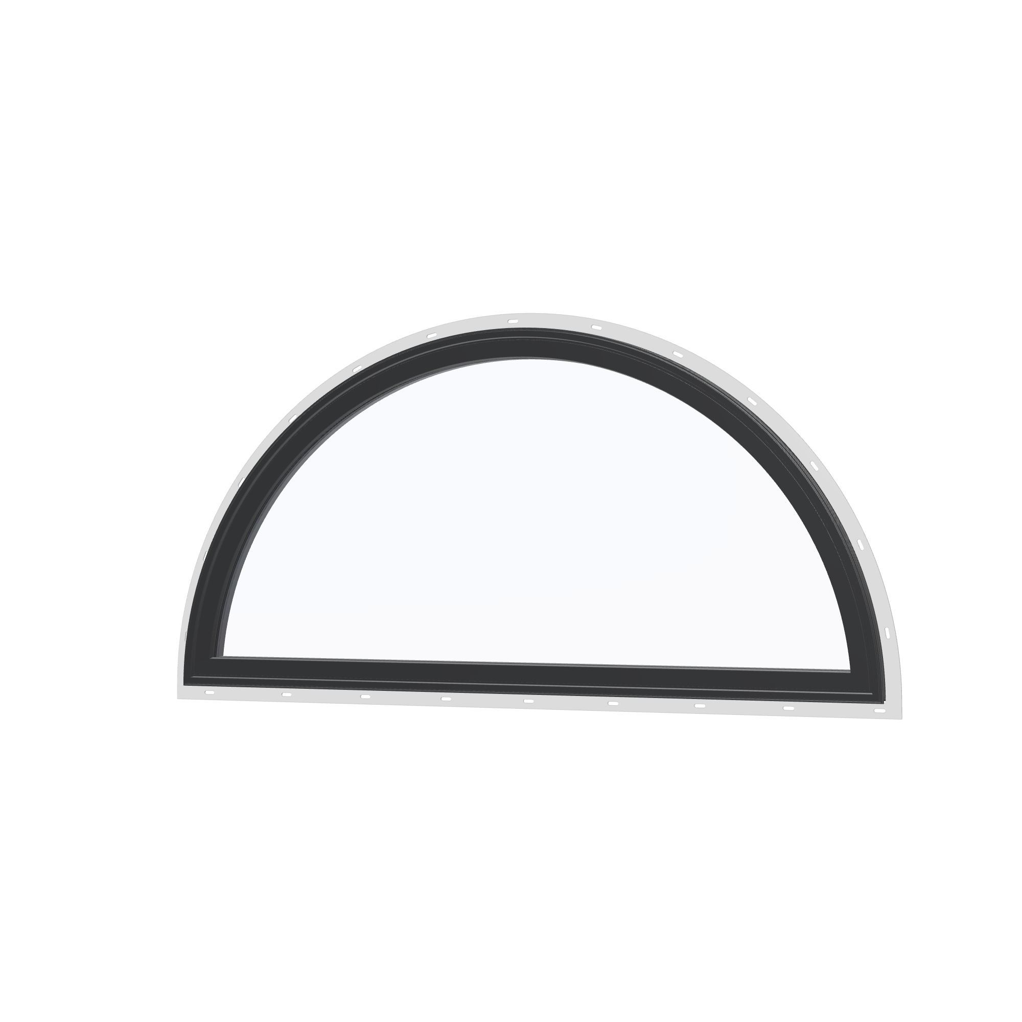 Angled exterior view of the 48 × 24 inch ellipse, black exterior / black interior, with nailing flange