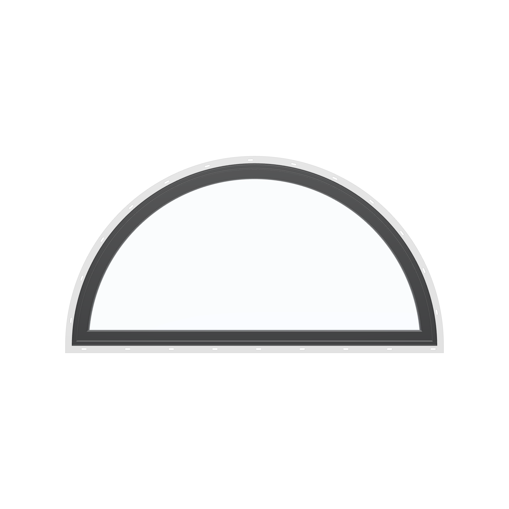 Straight exterior view of the 48 × 24 inch ellipse, black exterior / black interior, with nailing flange