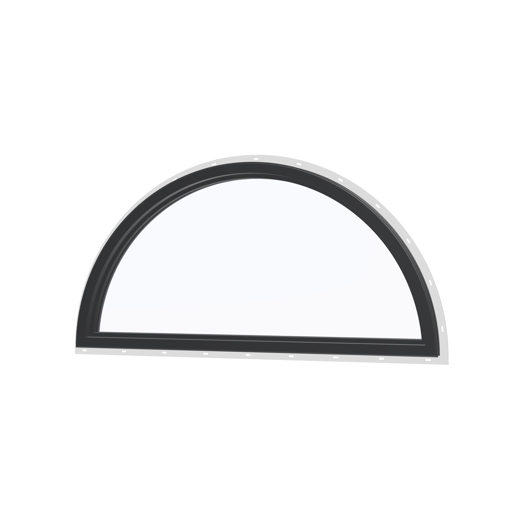 Angled interior view of the 48 × 24 inch ellipse, black exterior / black interior, with nailing flange