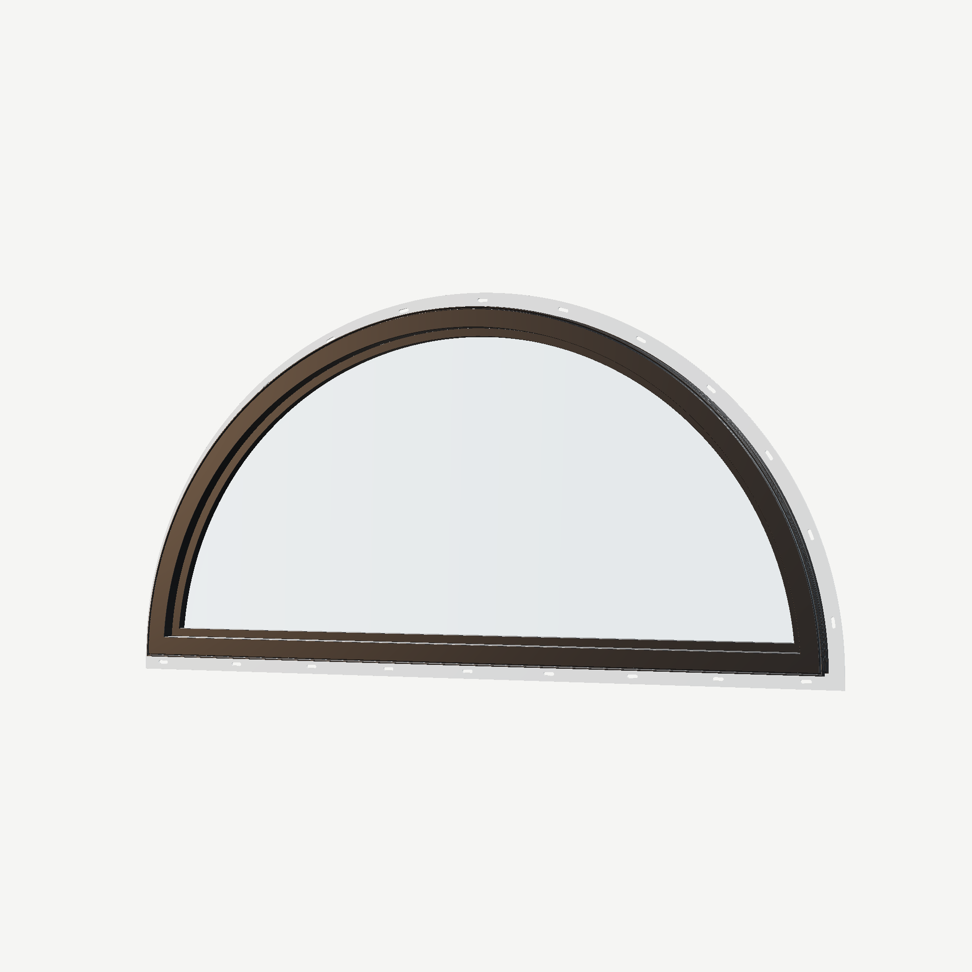 Angled interior view of the 48 × 24 inch ellipse, black exterior / black interior, with nailing flange