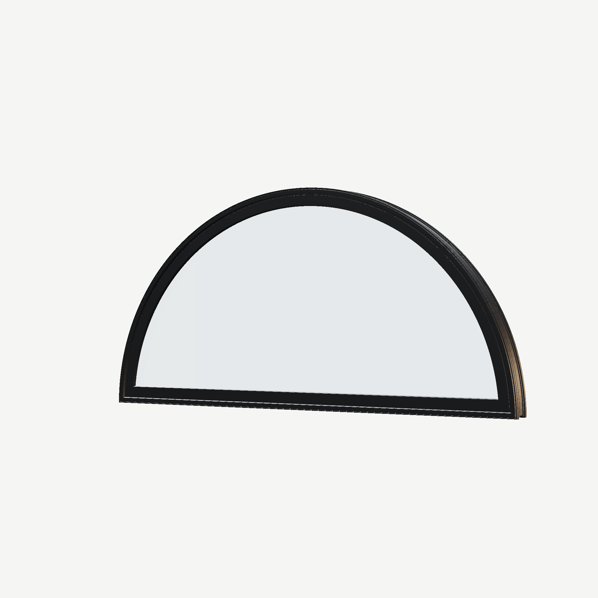 Angled exterior view of the 48 × 24 inch ellipse, black exterior / black interior, without nailing flange
