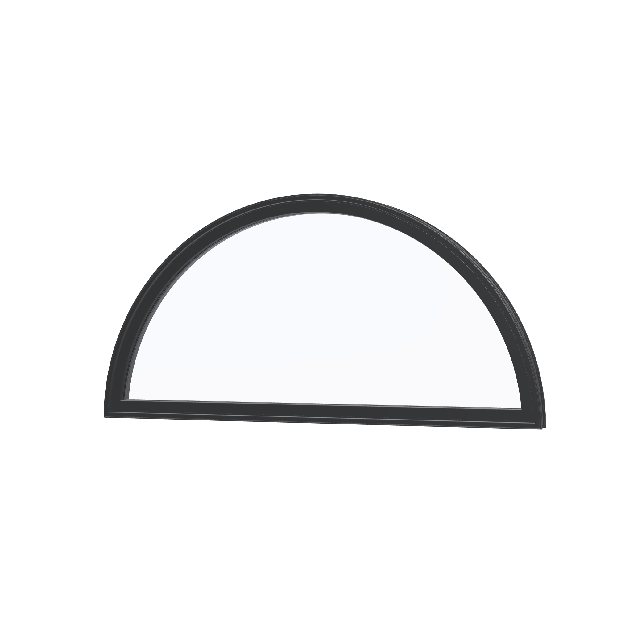 Angled exterior view of the 48 × 24 inch ellipse, black exterior / black interior, without nailing flange