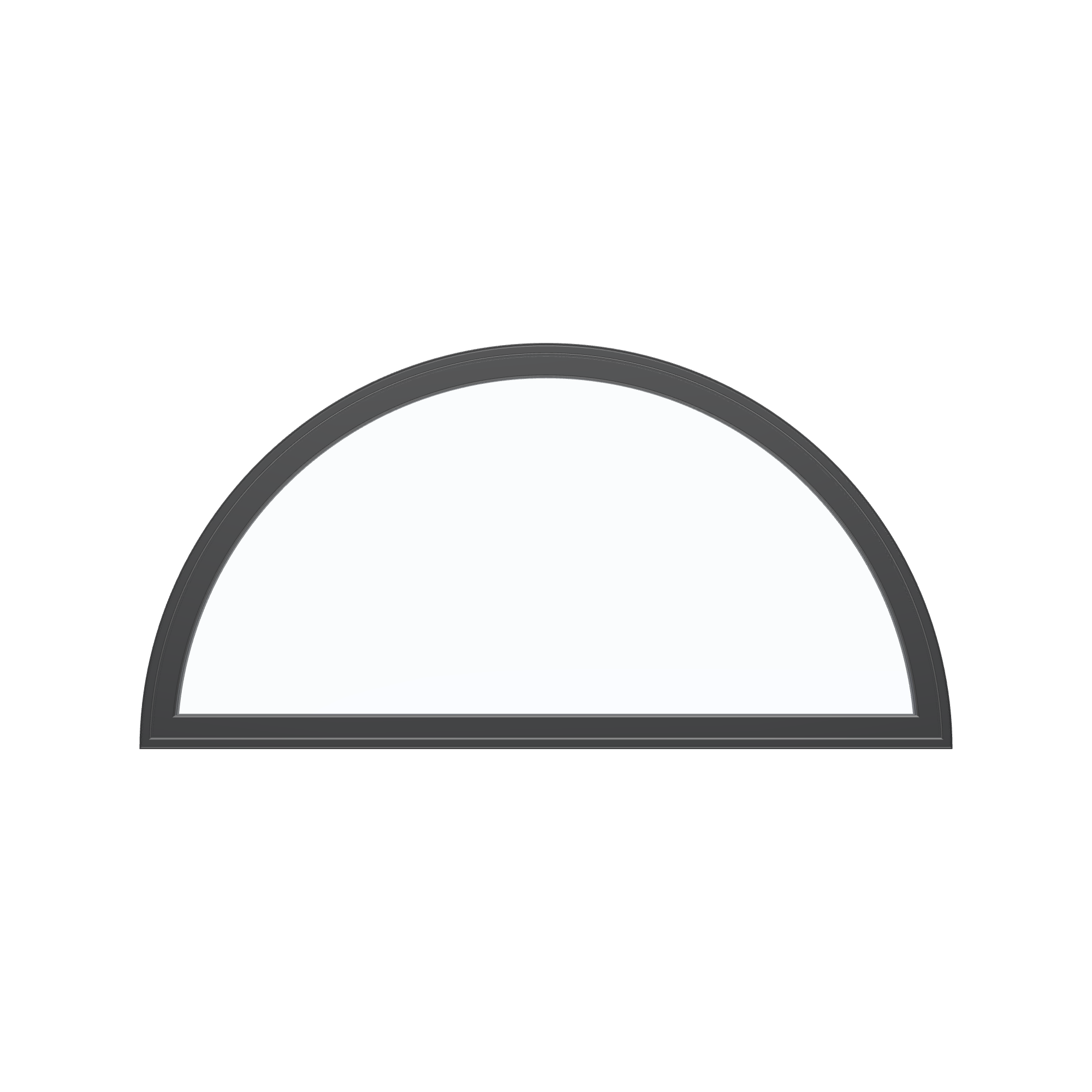 Straight exterior view of the 48 × 24 inch ellipse, black exterior / black interior, without nailing flange