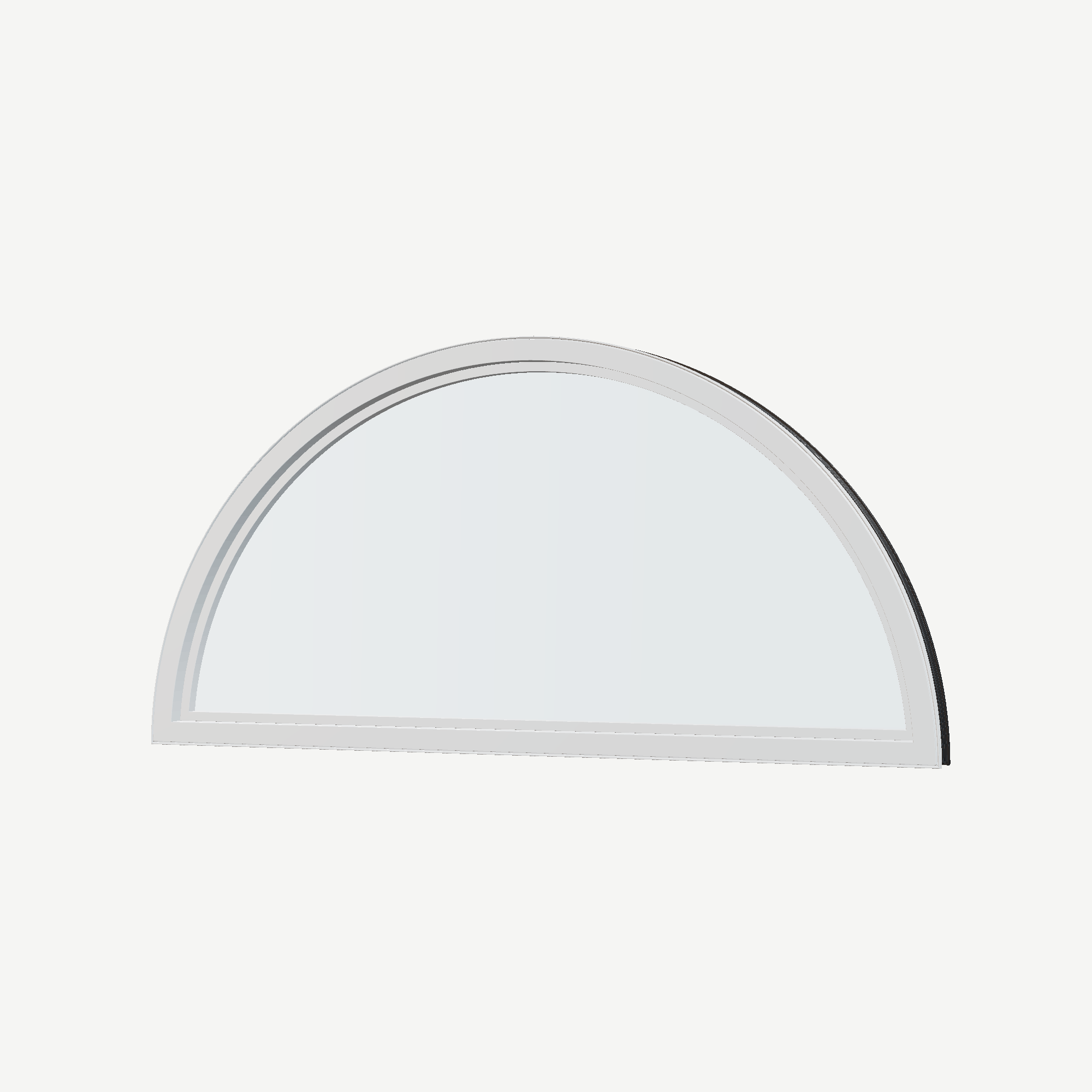 Angled interior view of the 48 × 24 inch ellipse, black exterior / white interior, without nailing flange