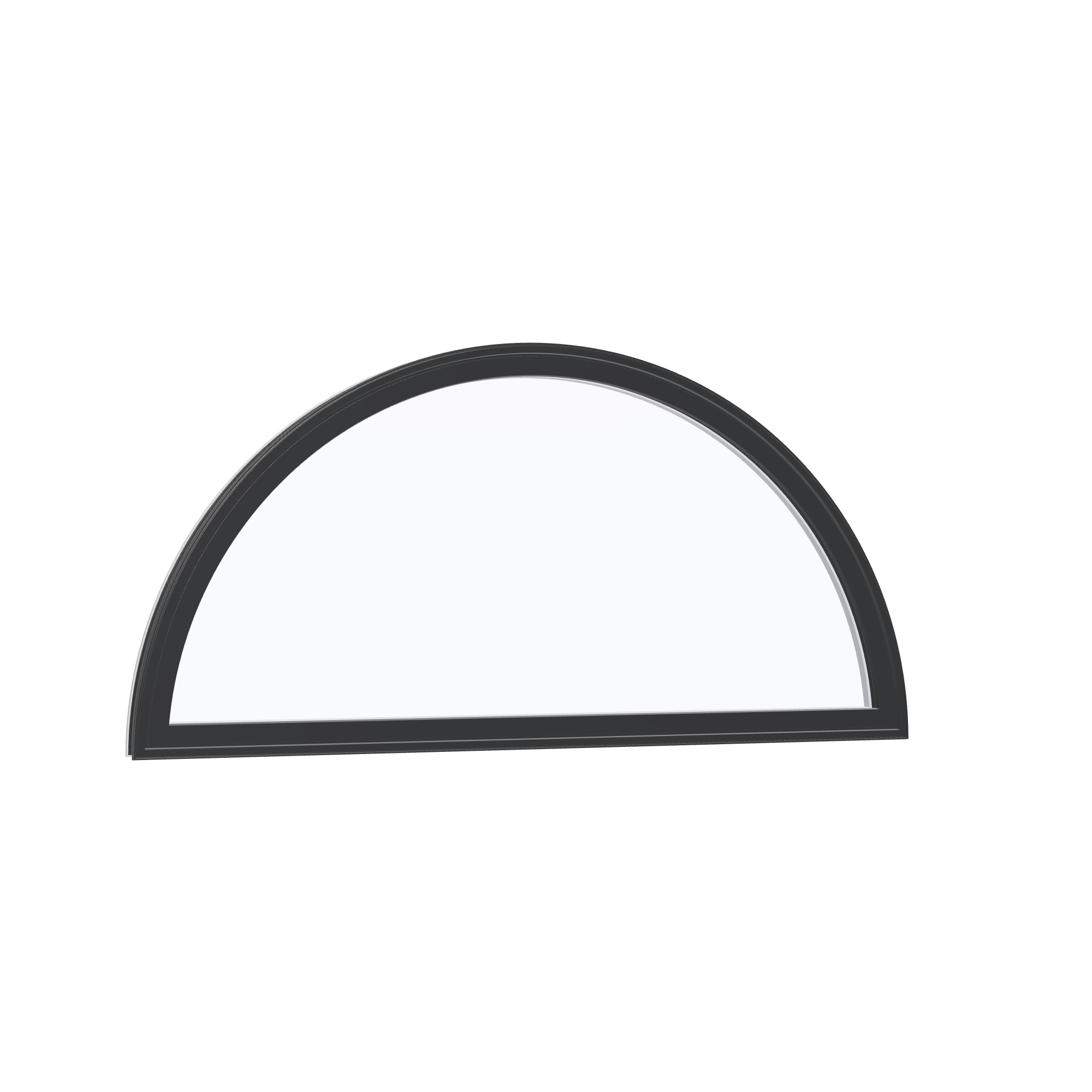 Opposite exterior angle of the 48 × 24 inch ellipse, black exterior / white interior, without nailing flange