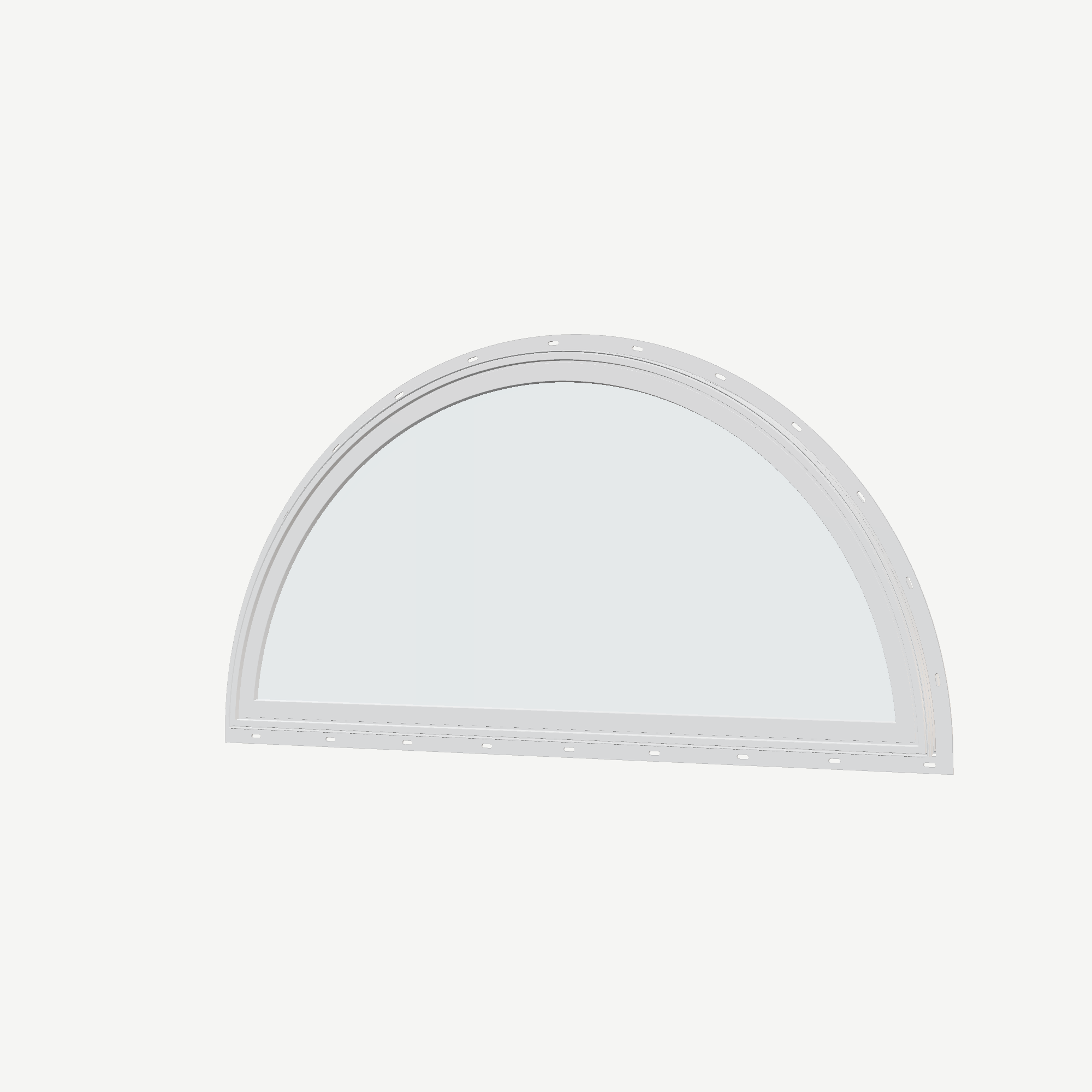 Angled exterior view of the 48 × 24 inch ellipse, white exterior / white interior, with nailing flange