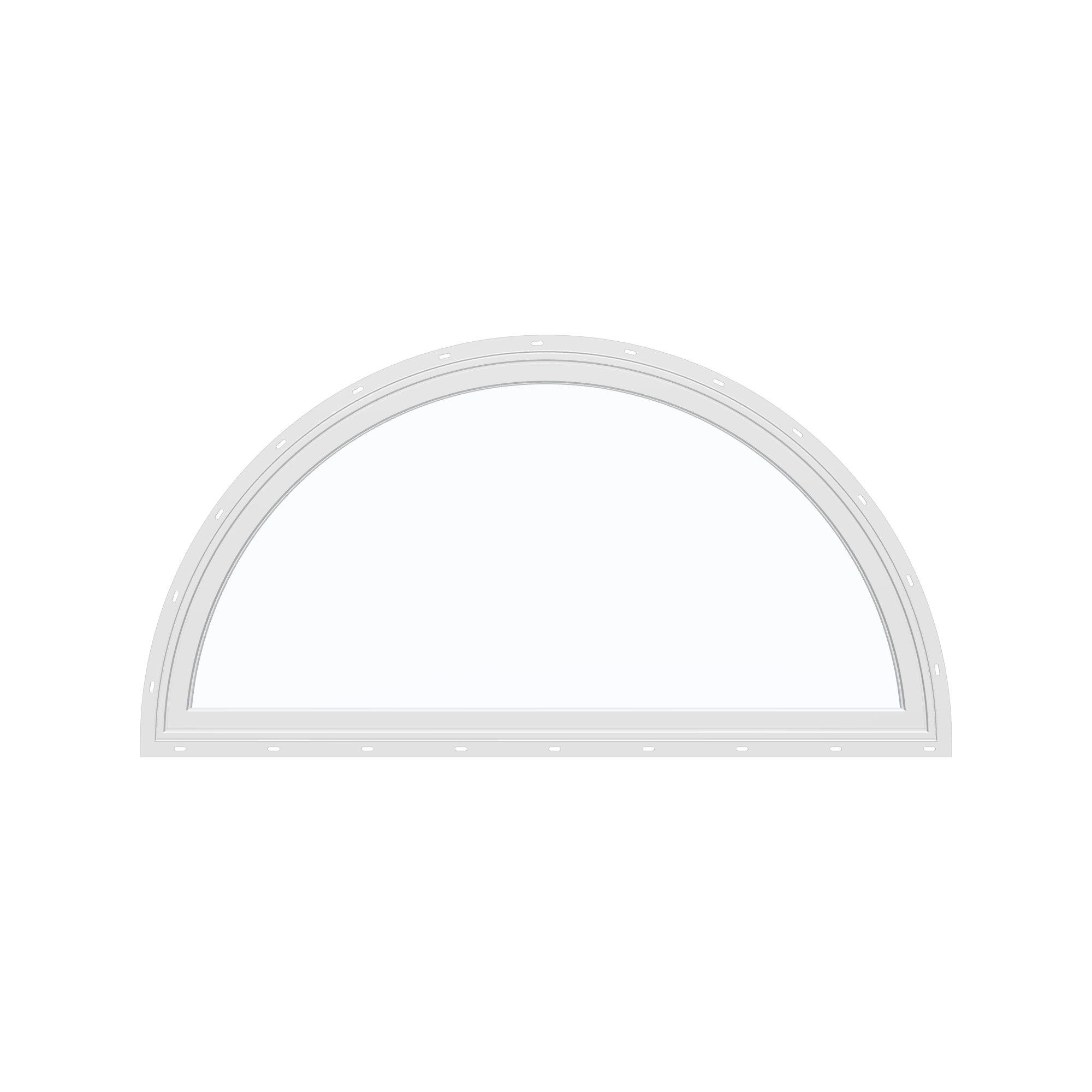 Straight exterior view of the 48 × 24 inch ellipse, white exterior / white interior, with nailing flange