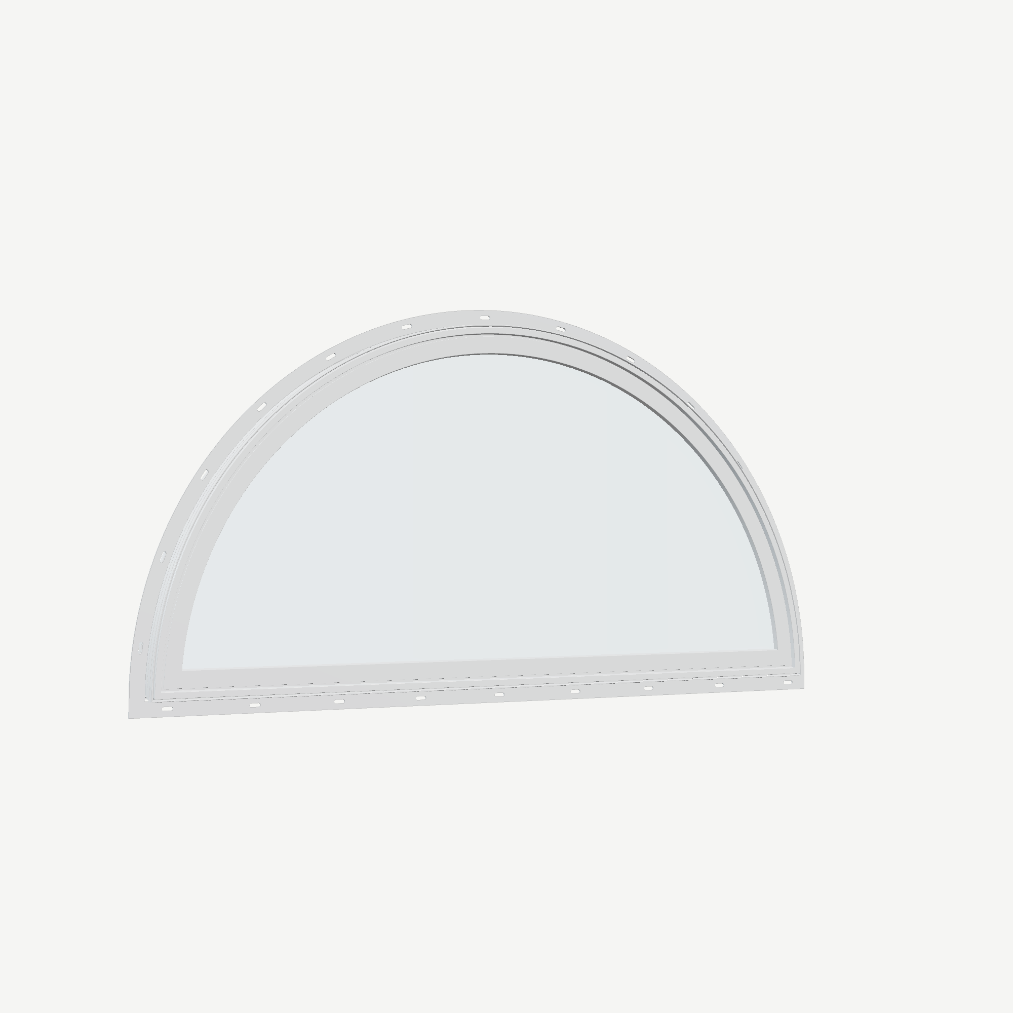 Opposite exterior angle of the 48 × 24 inch ellipse, white exterior / white interior, with nailing flange