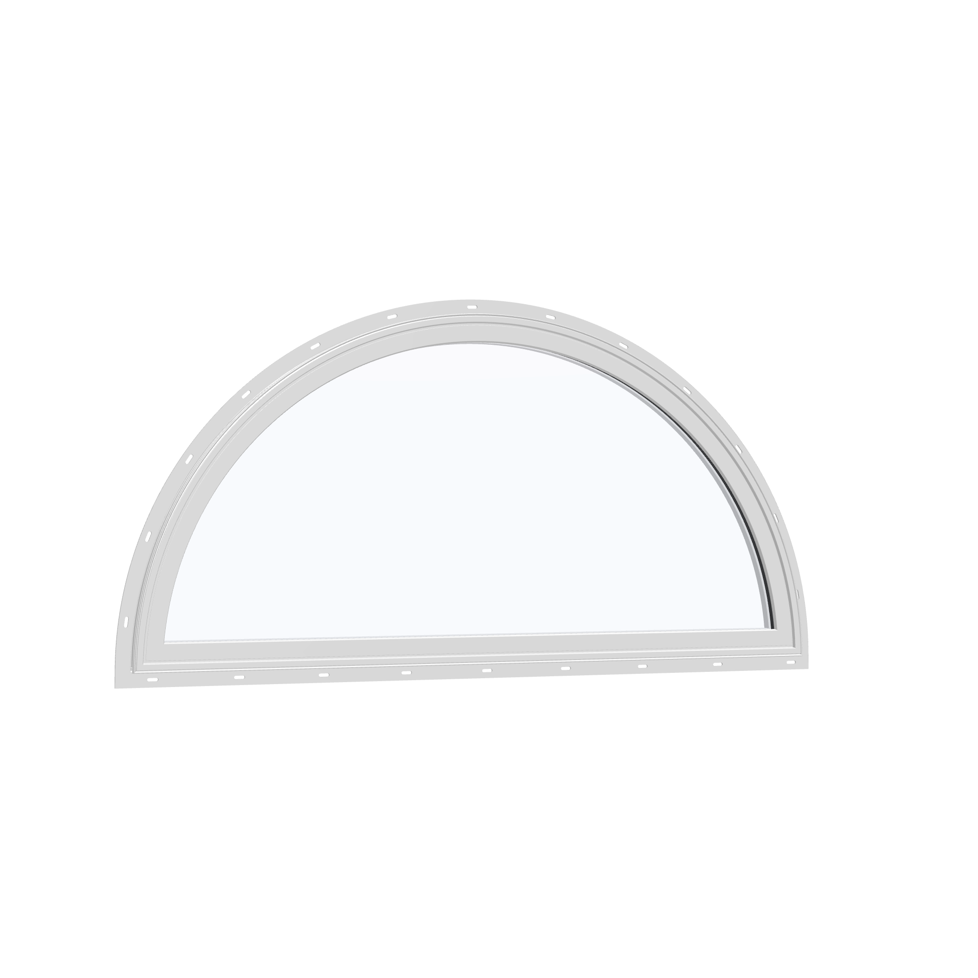Opposite exterior angle of the 48 × 24 inch ellipse, white exterior / white interior, with nailing flange