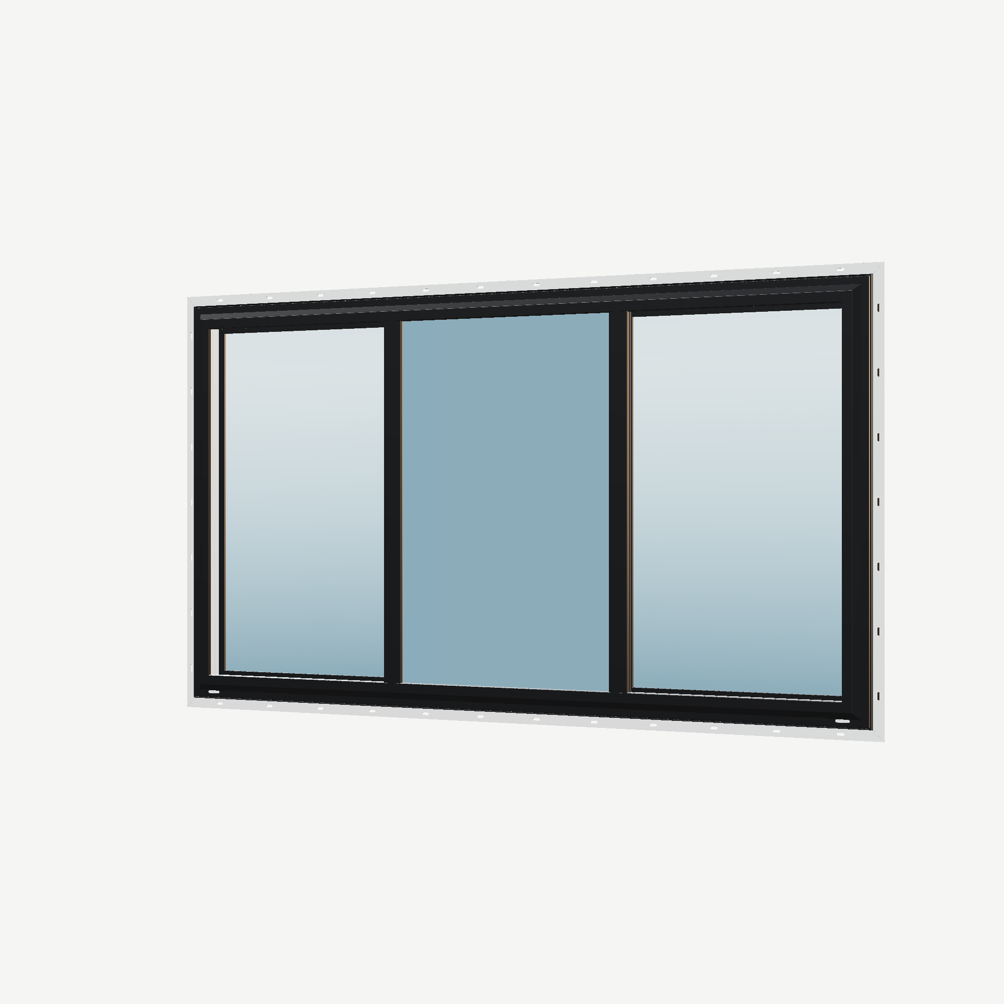 Angled exterior view of the 72 × 40 inch end vent slider, black exterior / white interior, with nailing flange