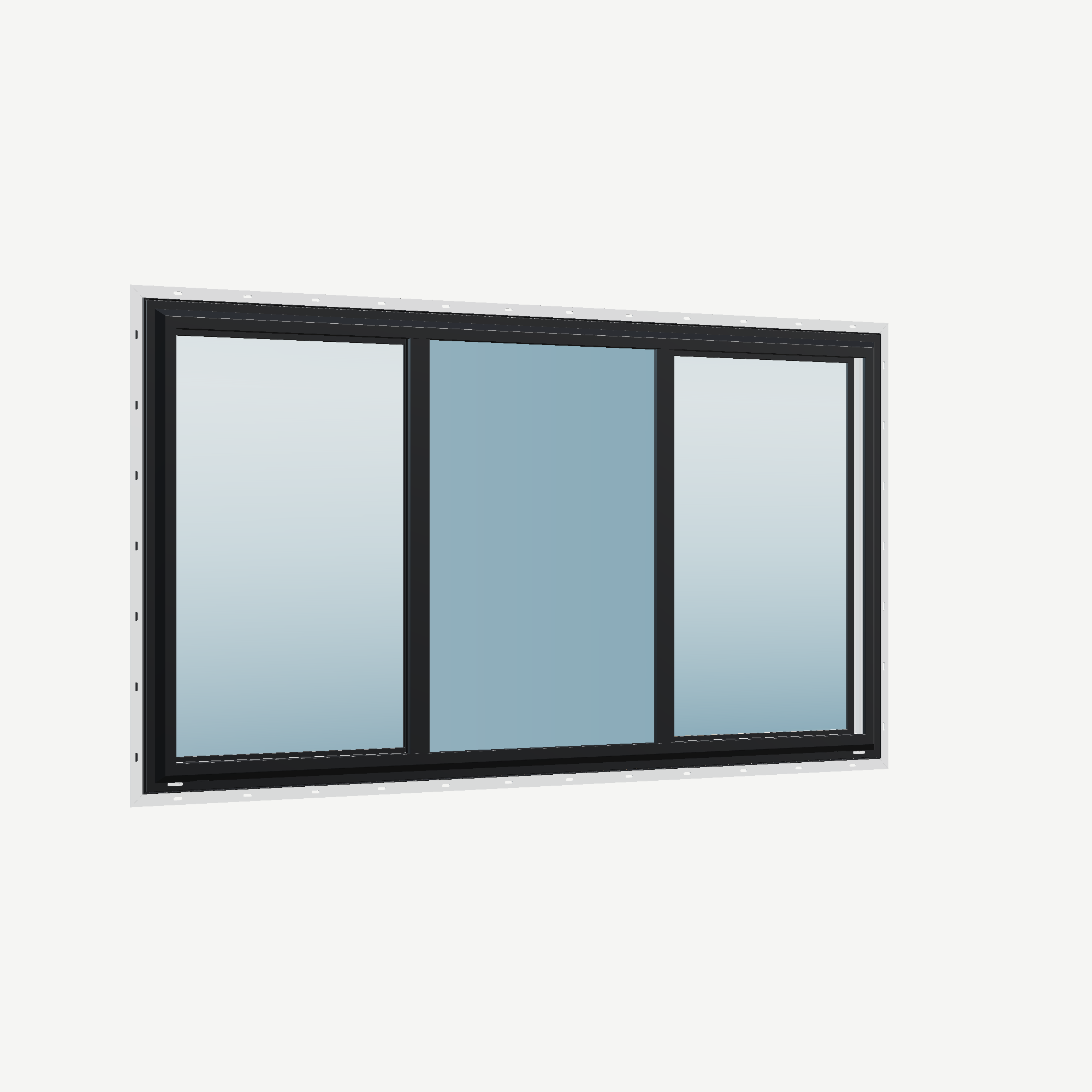 Opposite exterior angle of the 72 × 40 inch end vent slider, black exterior / white interior, with nailing flange