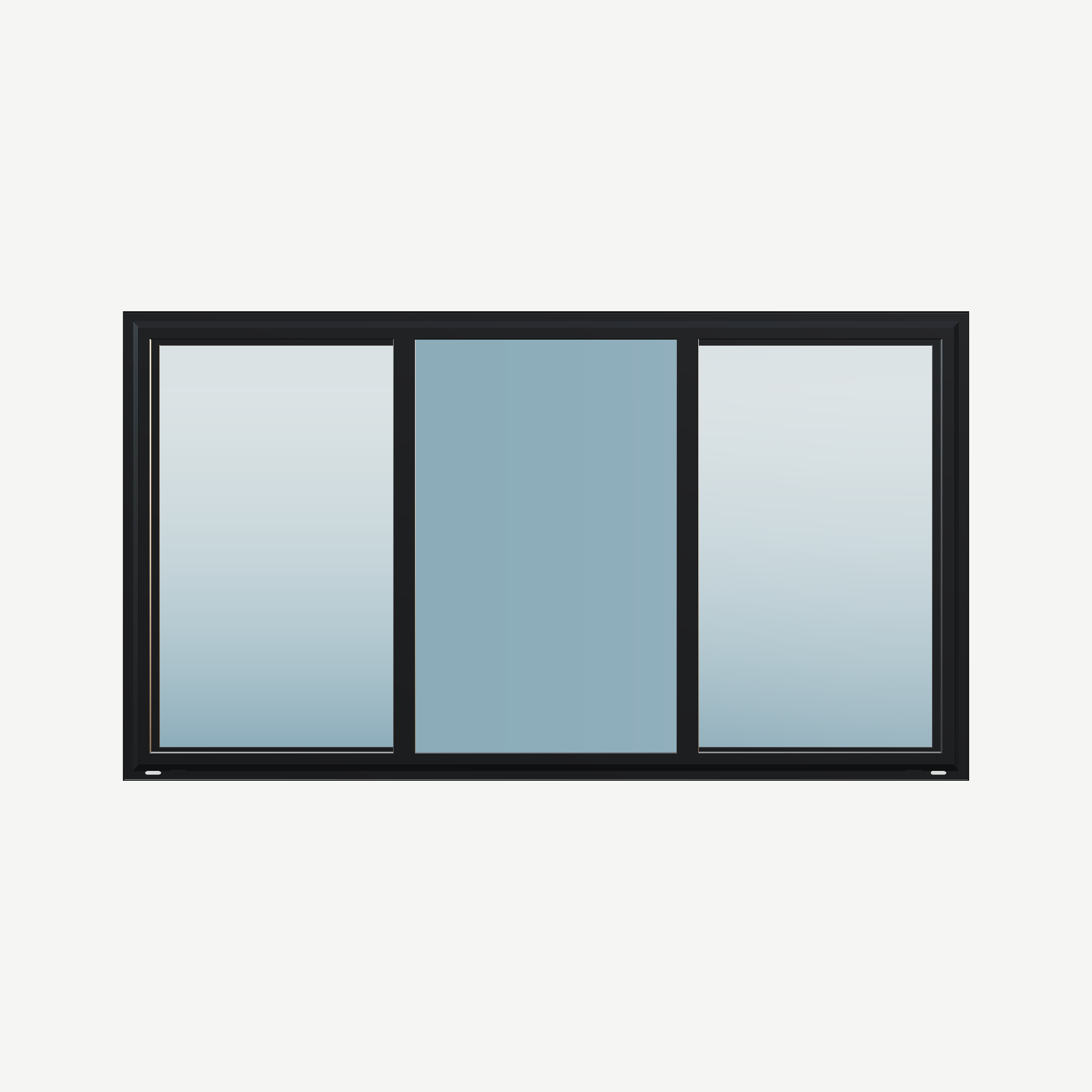 Straight exterior view of the 72 × 40 inch end vent slider, black exterior / white interior, without nailing flange