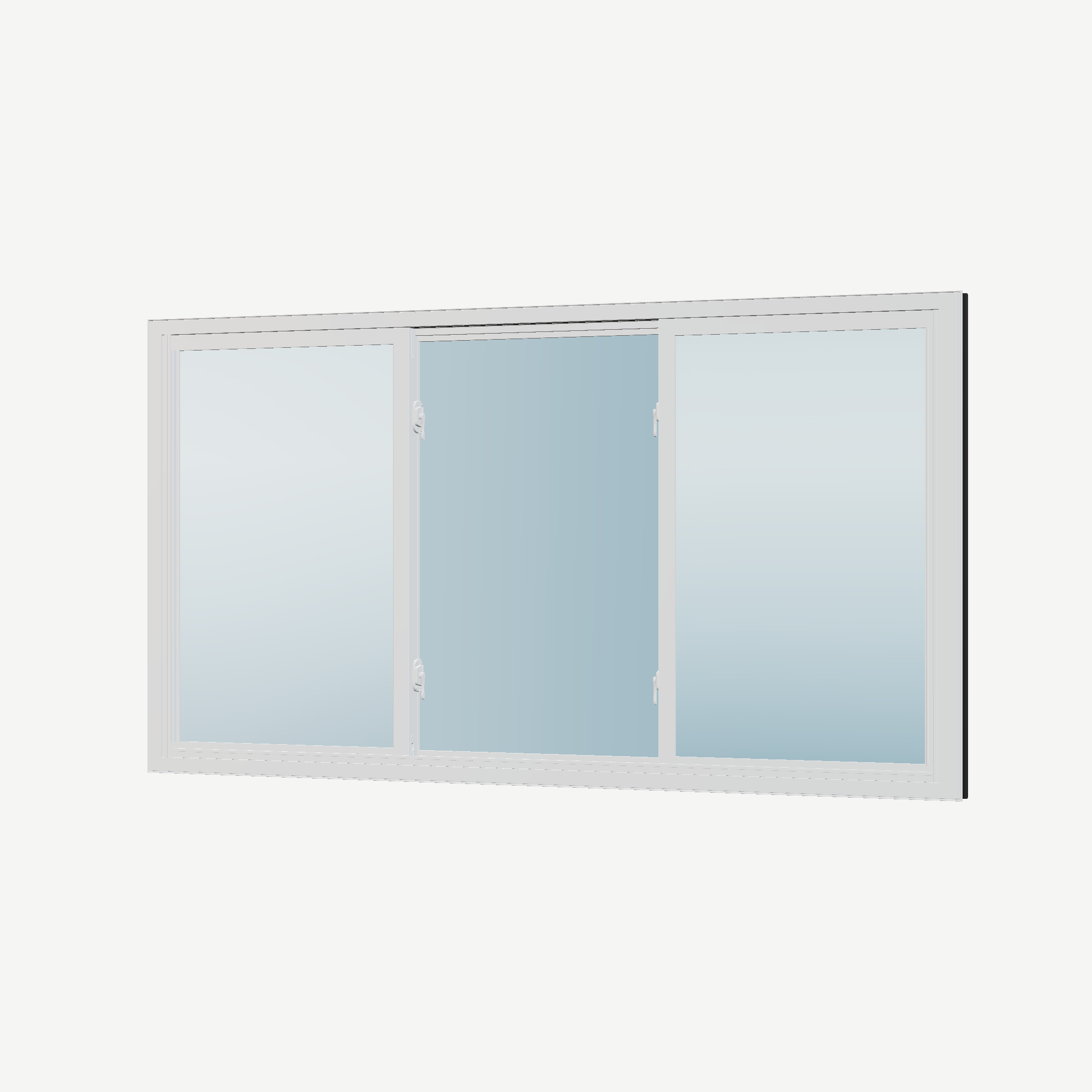 Angled interior view of the 72 × 40 inch end vent slider, black exterior / white interior, without nailing flange