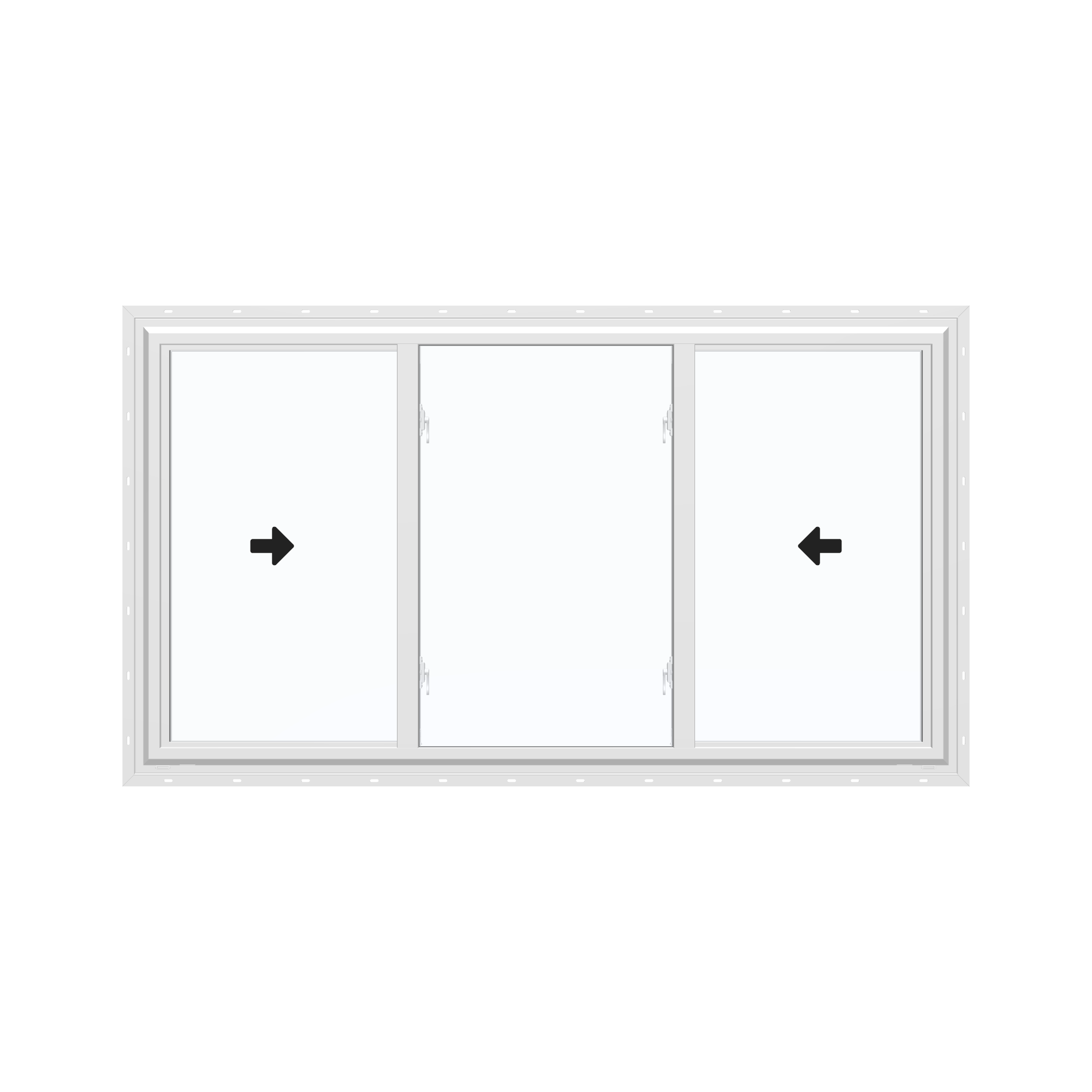 Straight exterior view of the 72 × 40 inch end vent slider, white exterior / white interior, with nailing flange