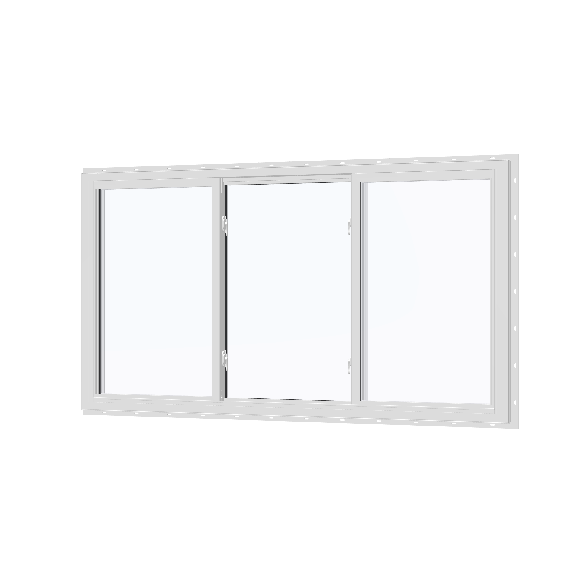 Angled interior view of the 72 × 40 inch end vent slider, white exterior / white interior, with nailing flange