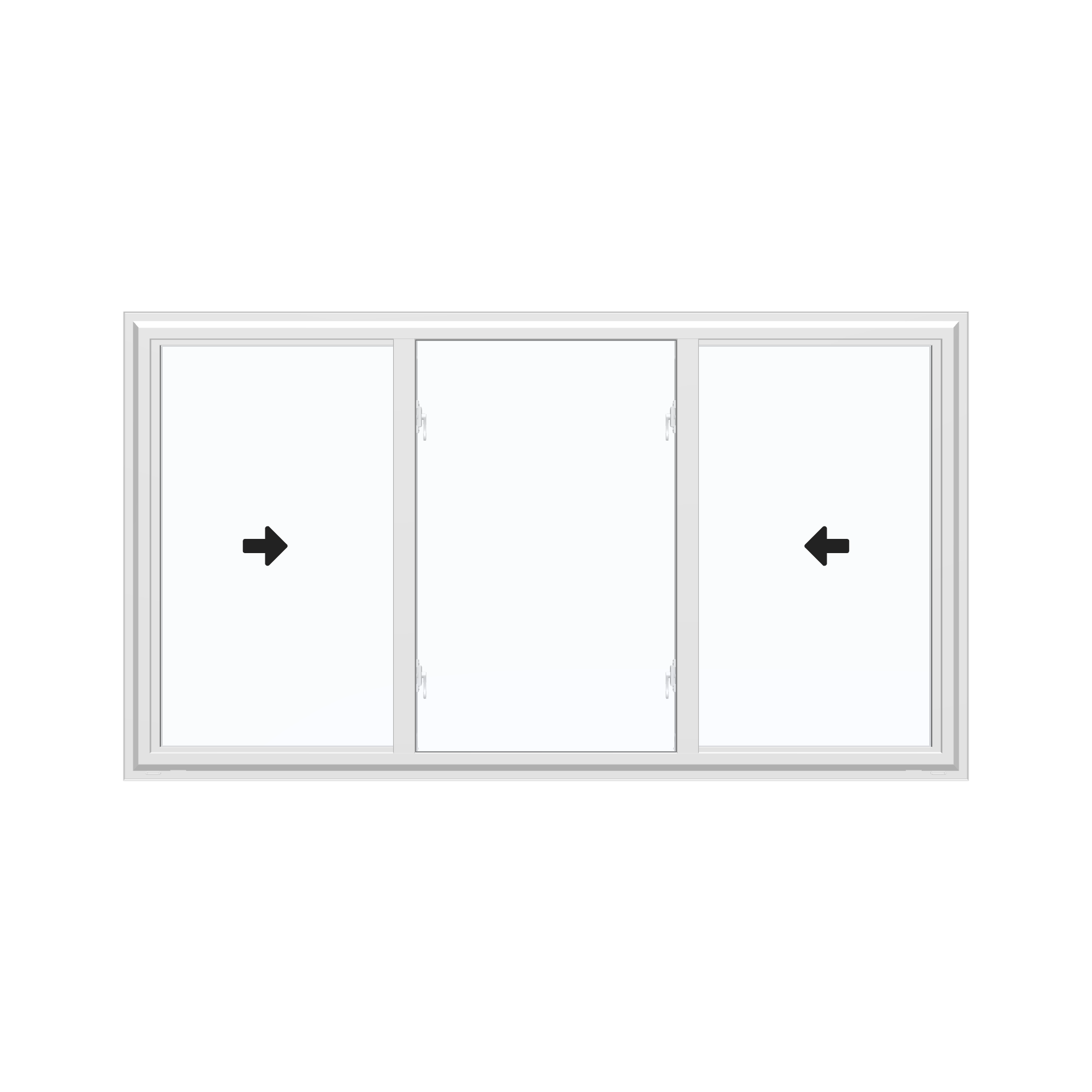Straight exterior view of the 72 × 40 inch end vent slider, white exterior / white interior, without nailing flange