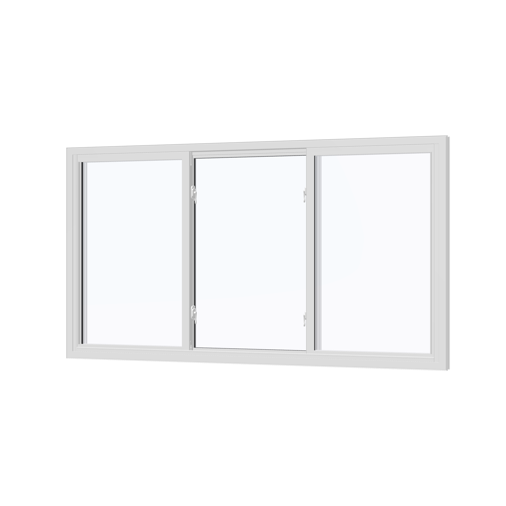 Angled interior view of the 72 × 40 inch end vent slider, white exterior / white interior, without nailing flange