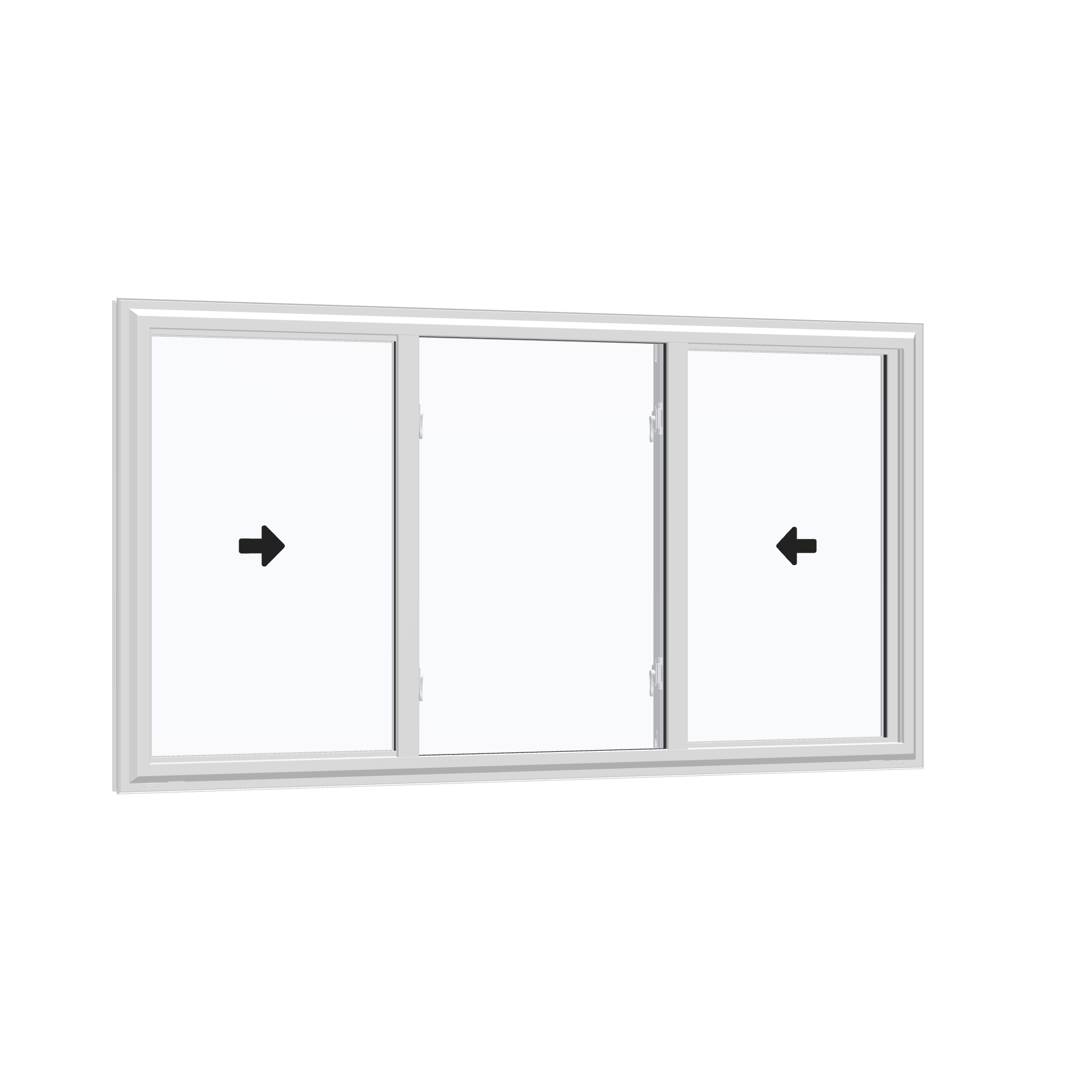 Opposite exterior angle of the 72 × 40 inch end vent slider, white exterior / white interior, without nailing flange