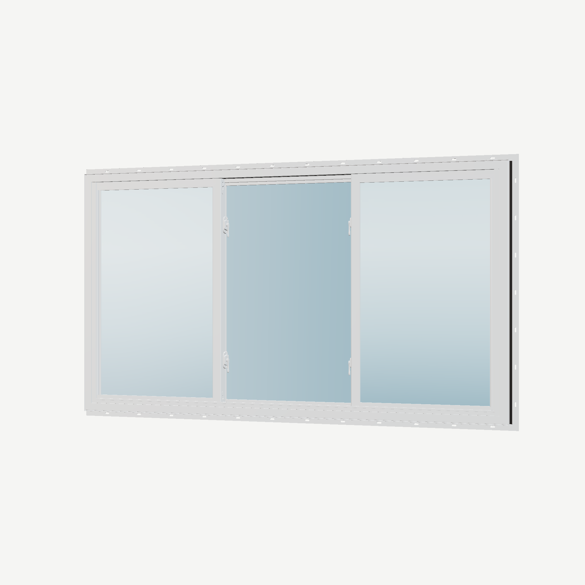 Angled interior view of the 72 × 40 inch end vent slider with tilt, black exterior / white interior, with nailing flange