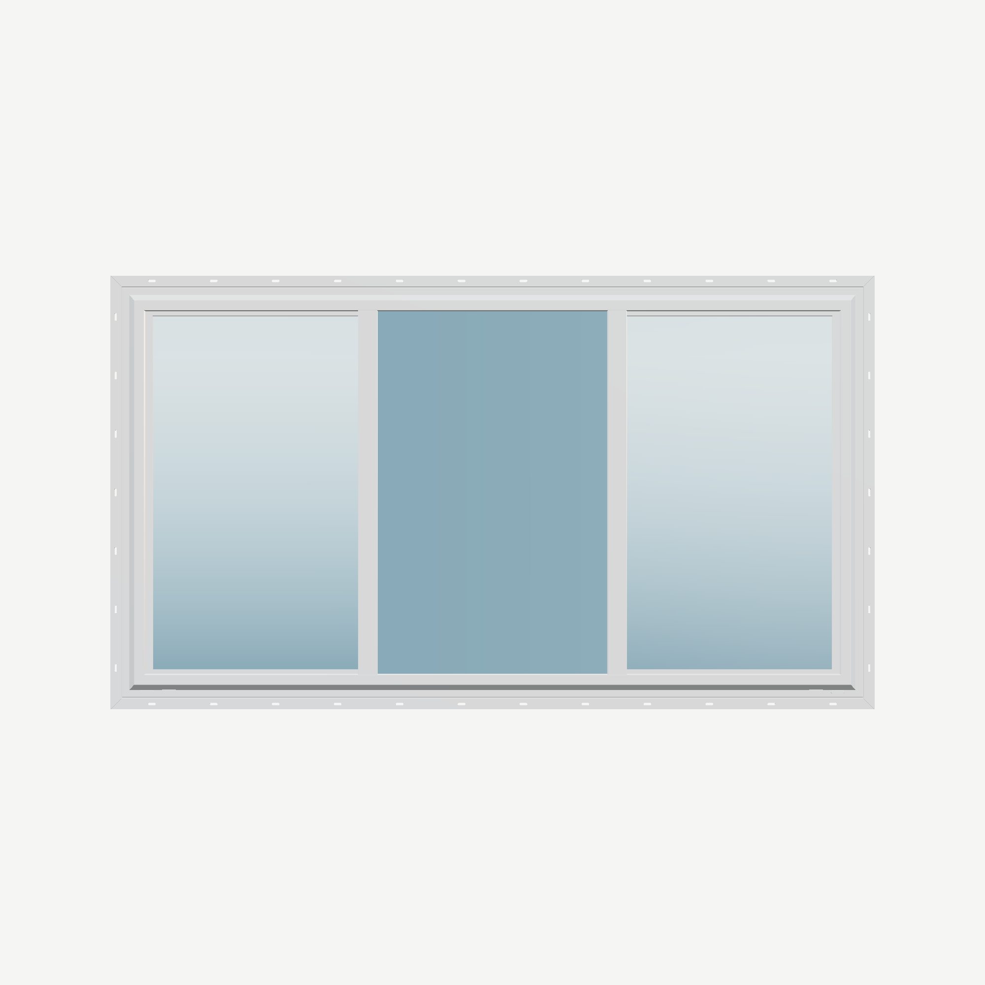 Straight exterior view of the 72 × 40 inch end vent slider with tilt, white exterior / white interior, with nailing flange