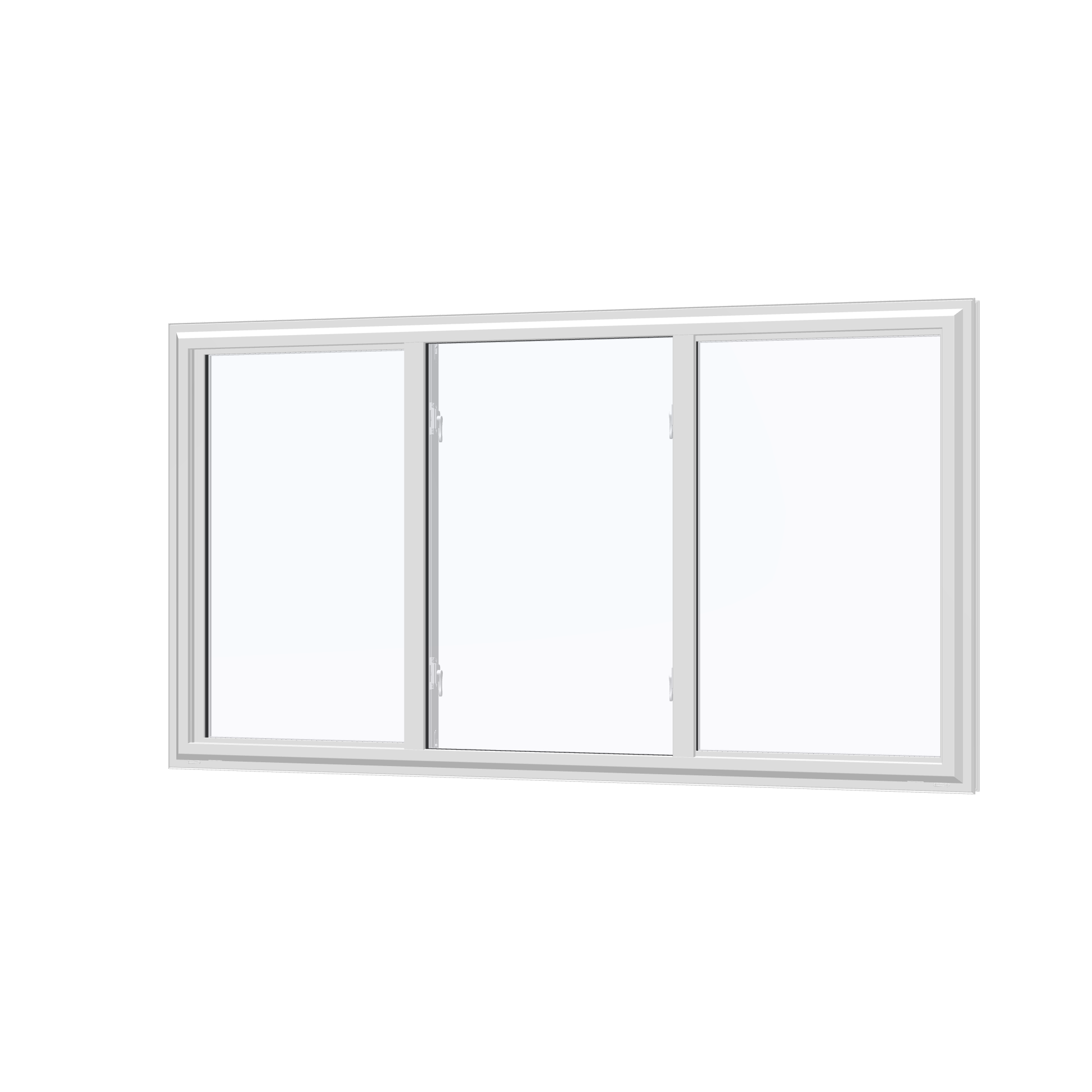 Angled exterior view of the 72 × 40 inch end vent slider with tilt, white exterior / white interior, without nailing flange