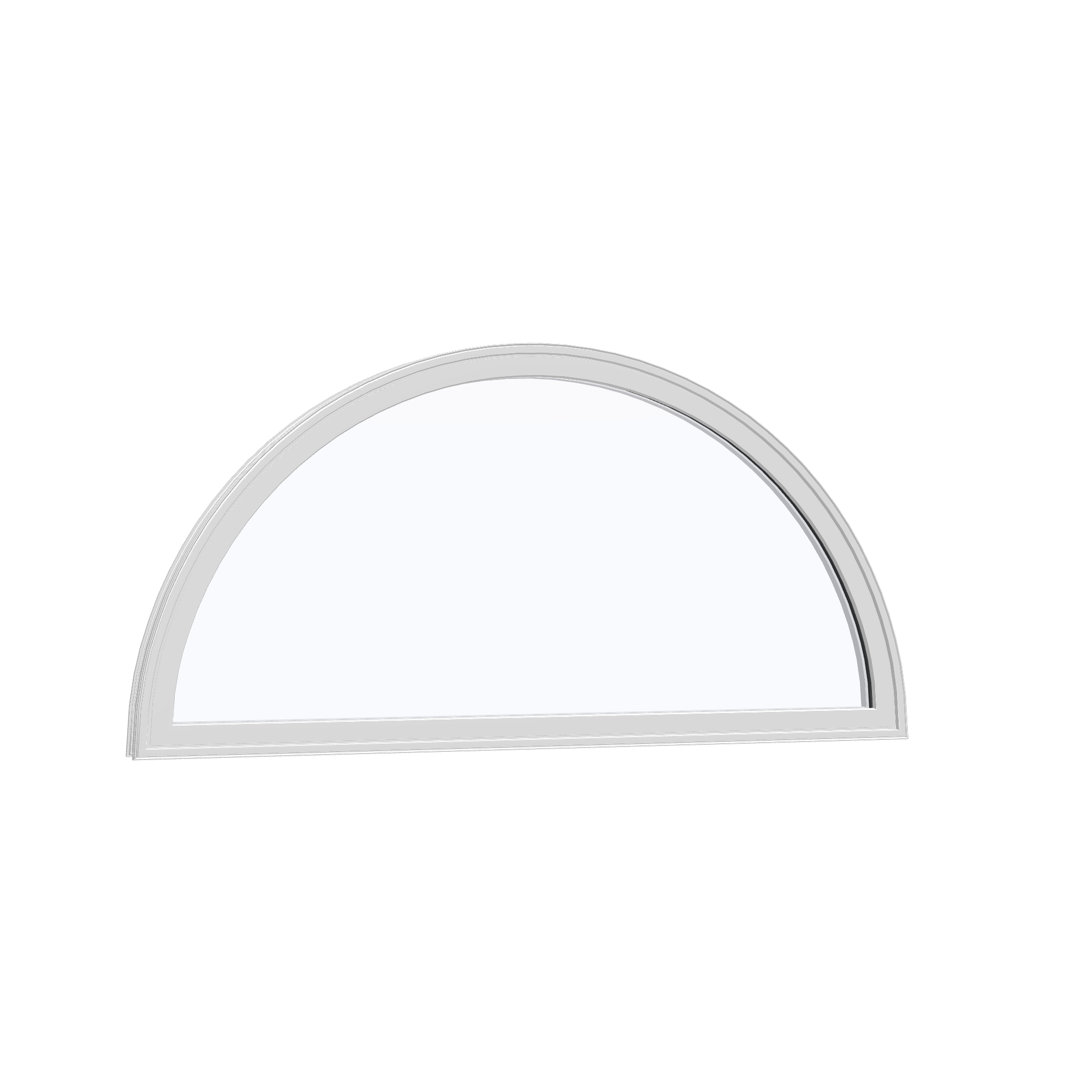 Opposite exterior angle of the 48 × 24 inch half round, white exterior / white interior, without nailing flange