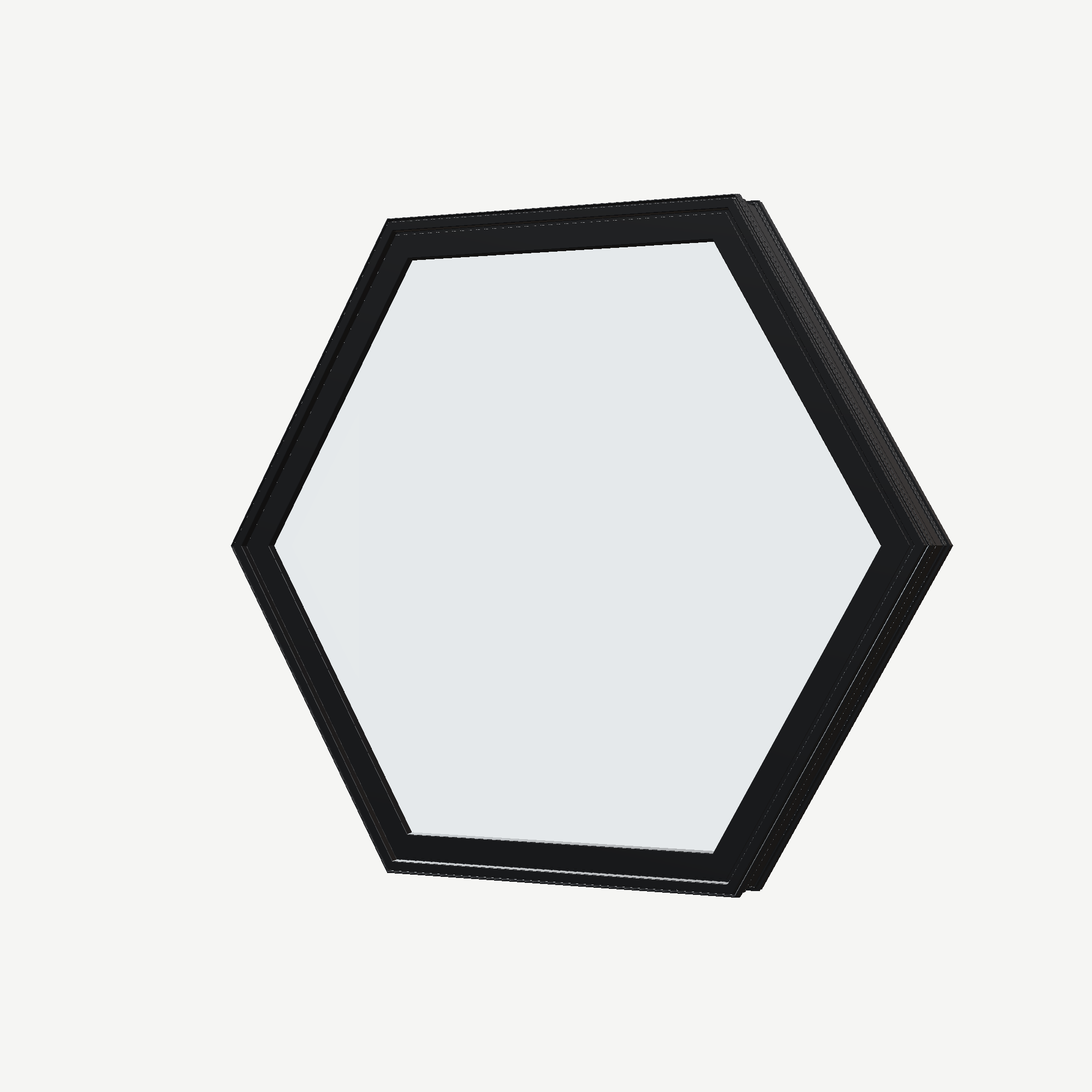 Angled exterior view of the 36 × 36 inch hexagon, black exterior / black interior, without nailing flange