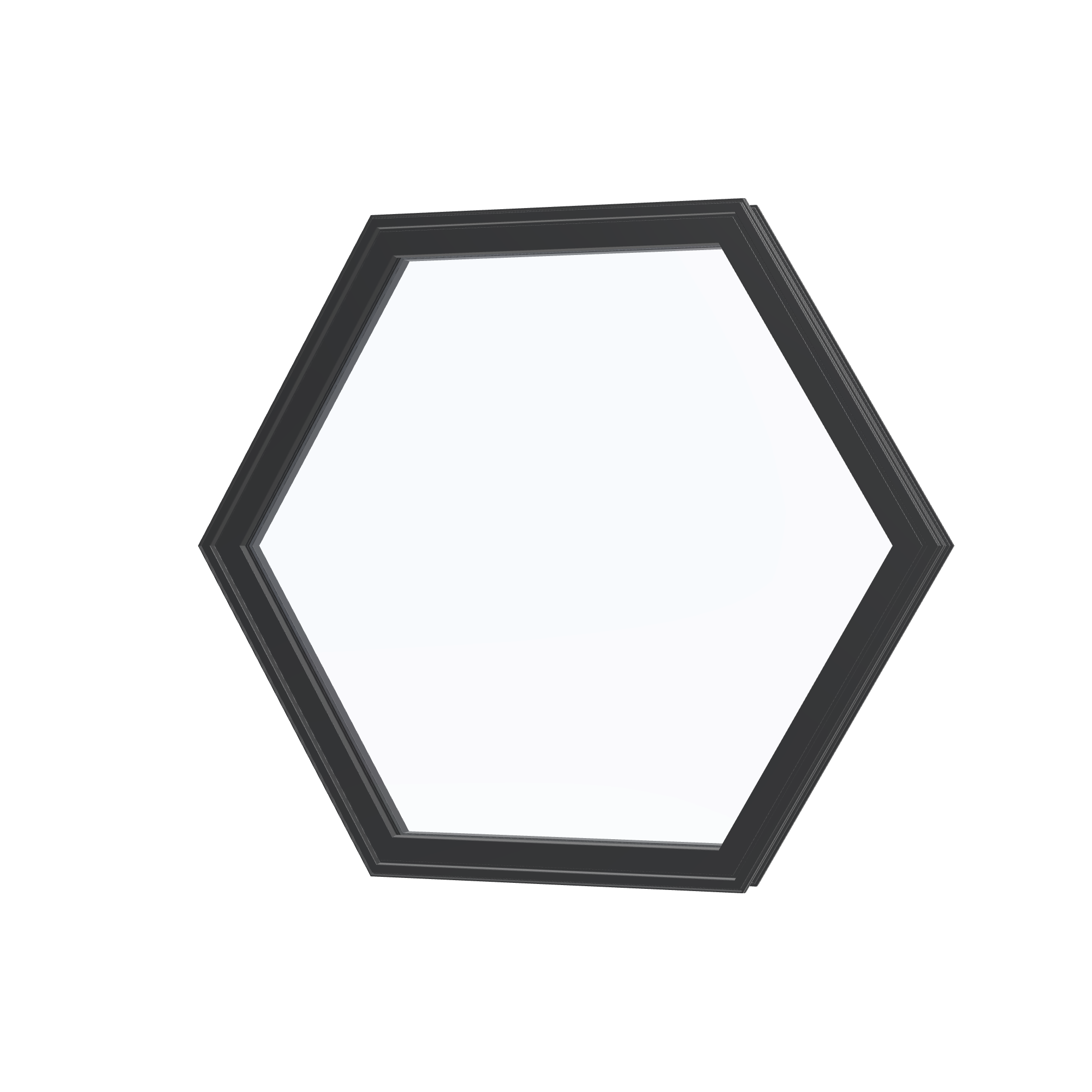 Angled exterior view of the 36 × 36 inch hexagon, black exterior / black interior, without nailing flange