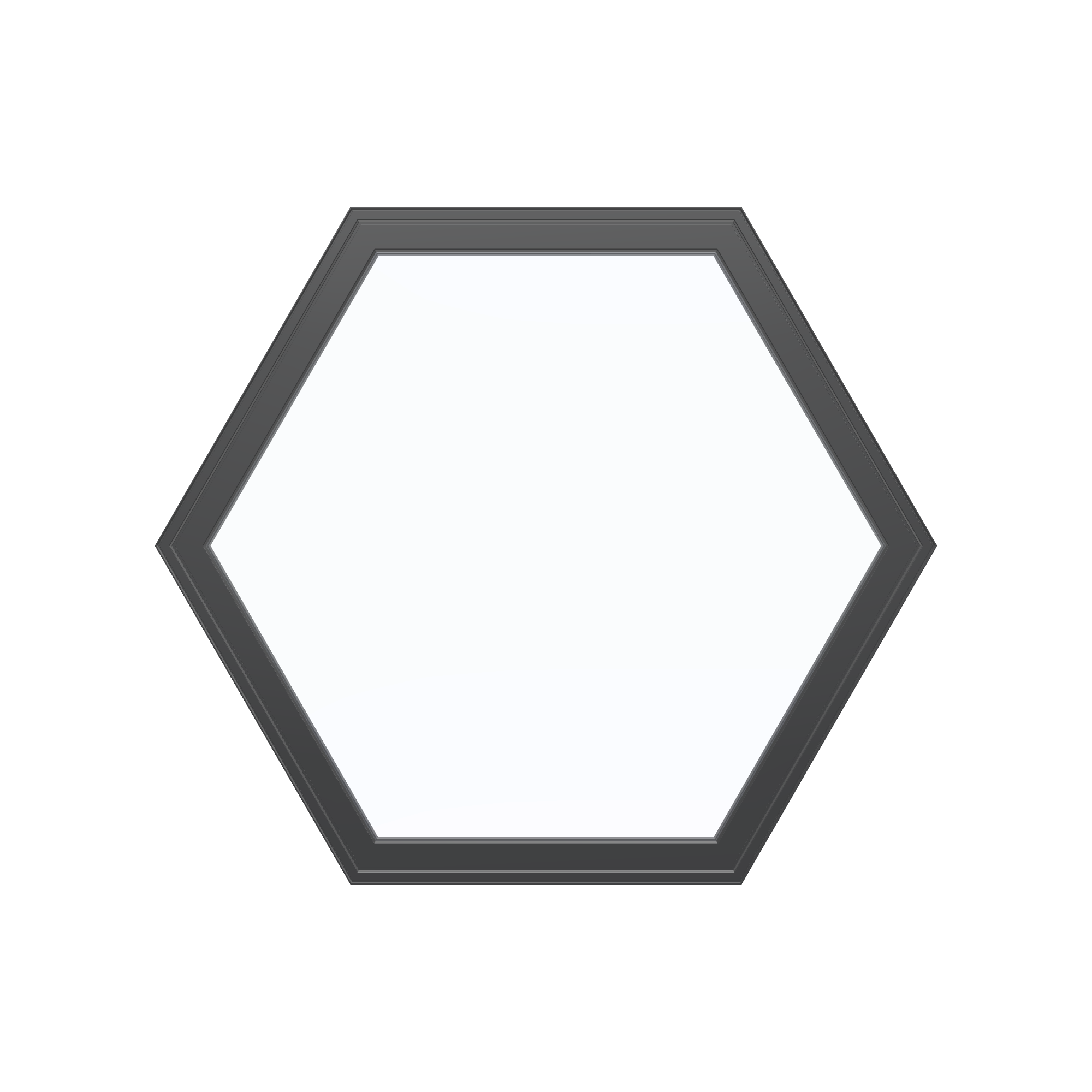 Straight exterior view of the 36 × 36 inch hexagon, black exterior / black interior, without nailing flange