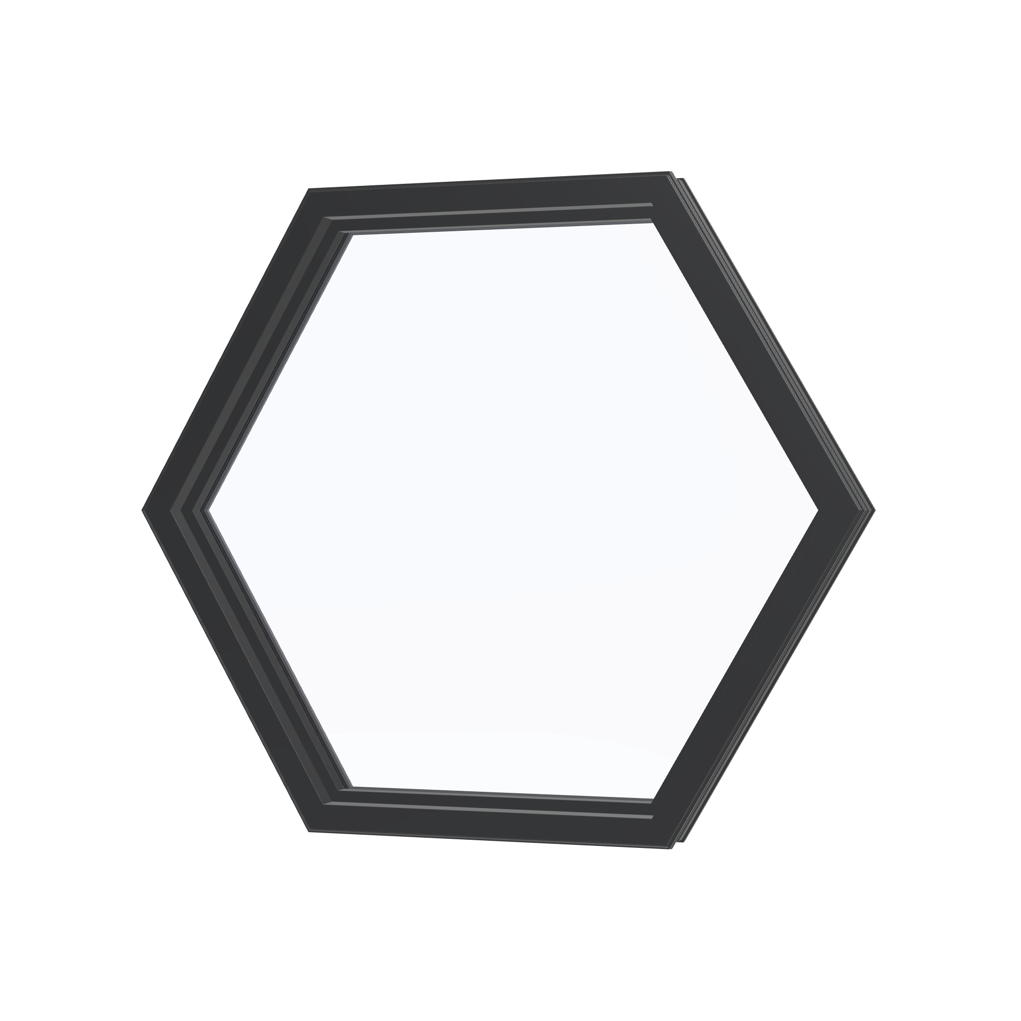 Angled interior view of the 36 × 36 inch hexagon, black exterior / black interior, without nailing flange