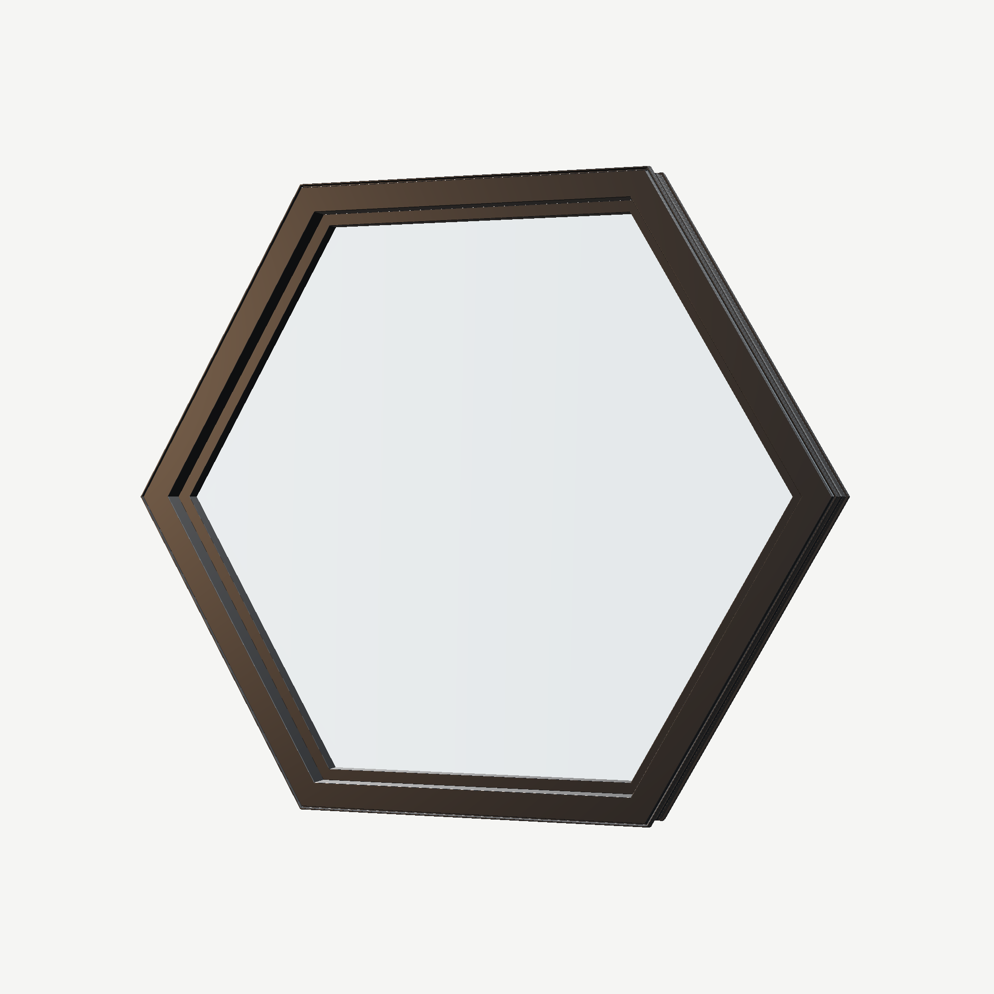 Angled interior view of the 36 × 36 inch hexagon, black exterior / black interior, without nailing flange