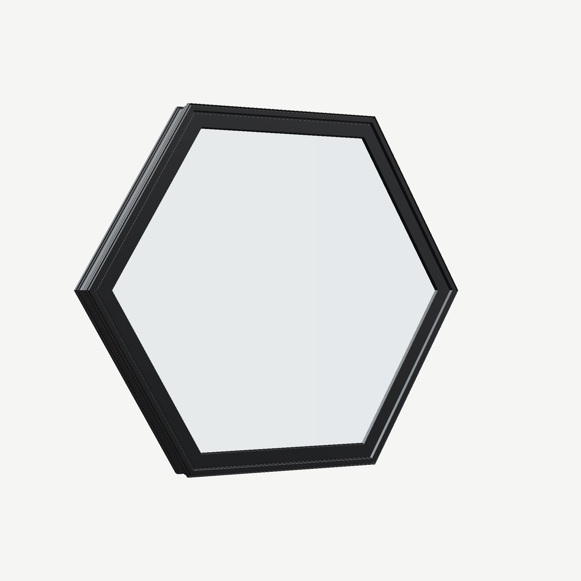 Opposite exterior angle of the 36 × 36 inch hexagon, black exterior / black interior, without nailing flange