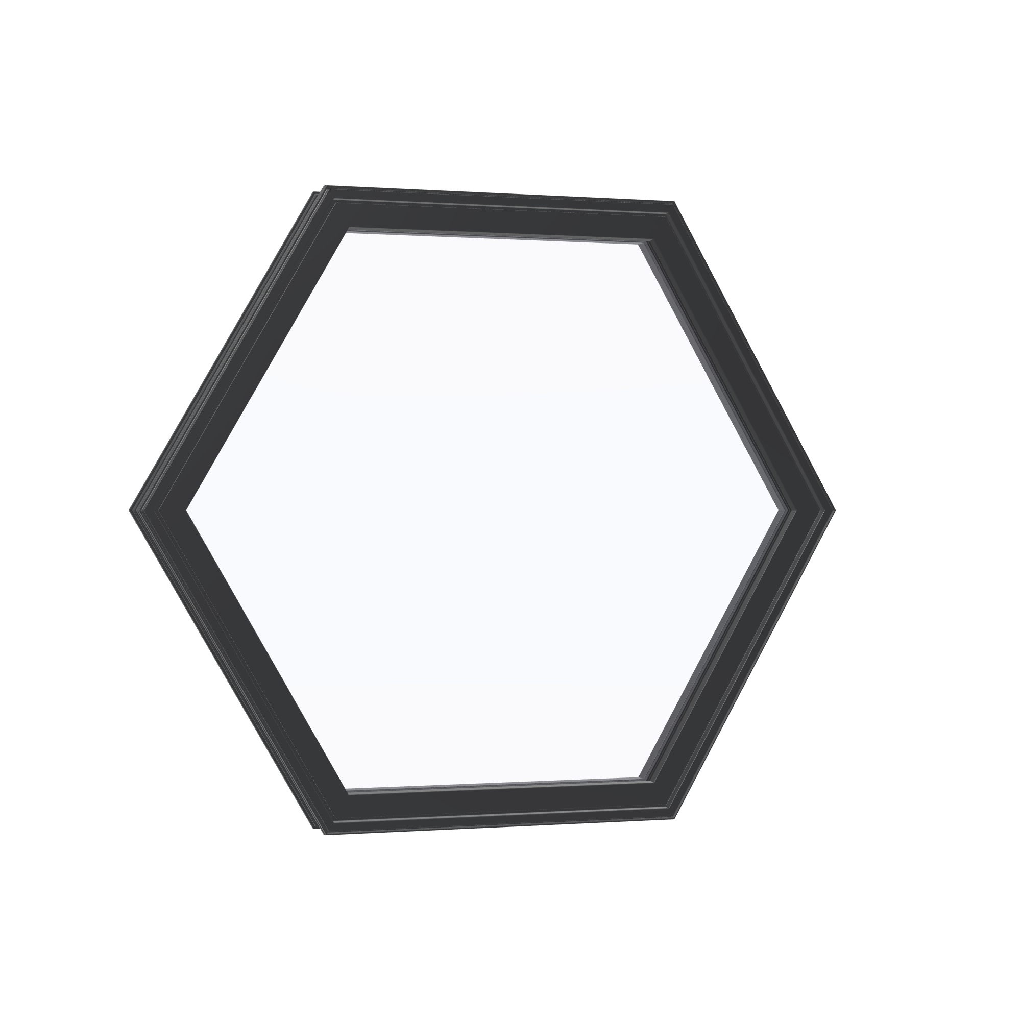 Opposite exterior angle of the 36 × 36 inch hexagon, black exterior / black interior, without nailing flange