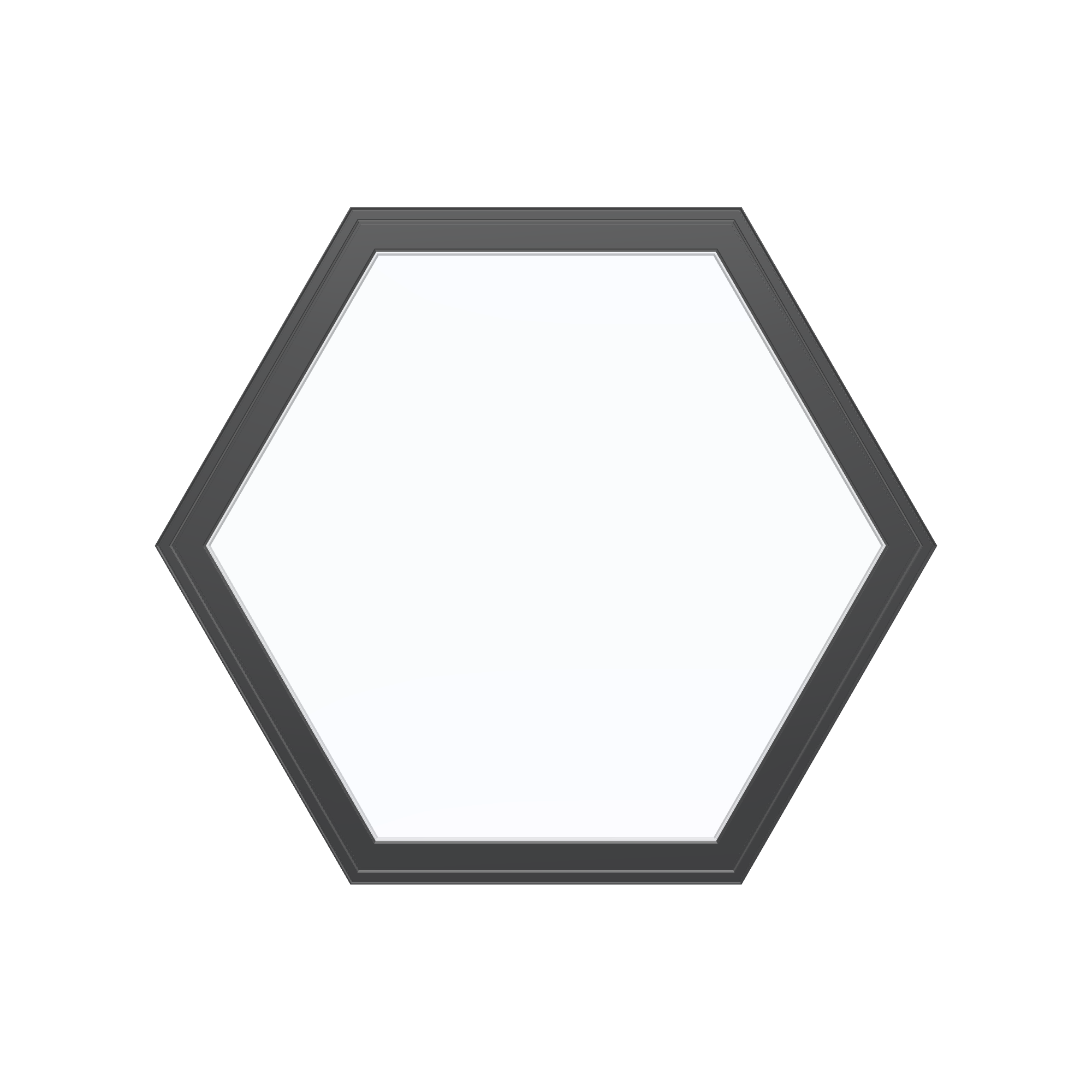 Straight exterior view of the 36 × 36 inch hexagon, black exterior / white interior, without nailing flange