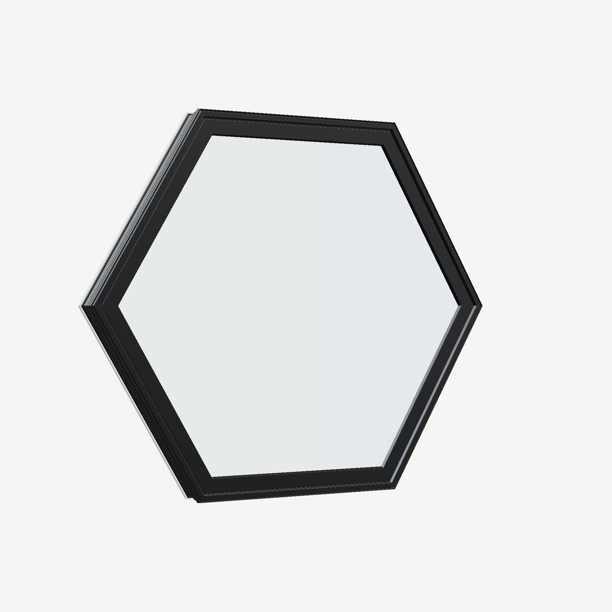Opposite exterior angle of the 36 × 36 inch hexagon, black exterior / white interior, without nailing flange