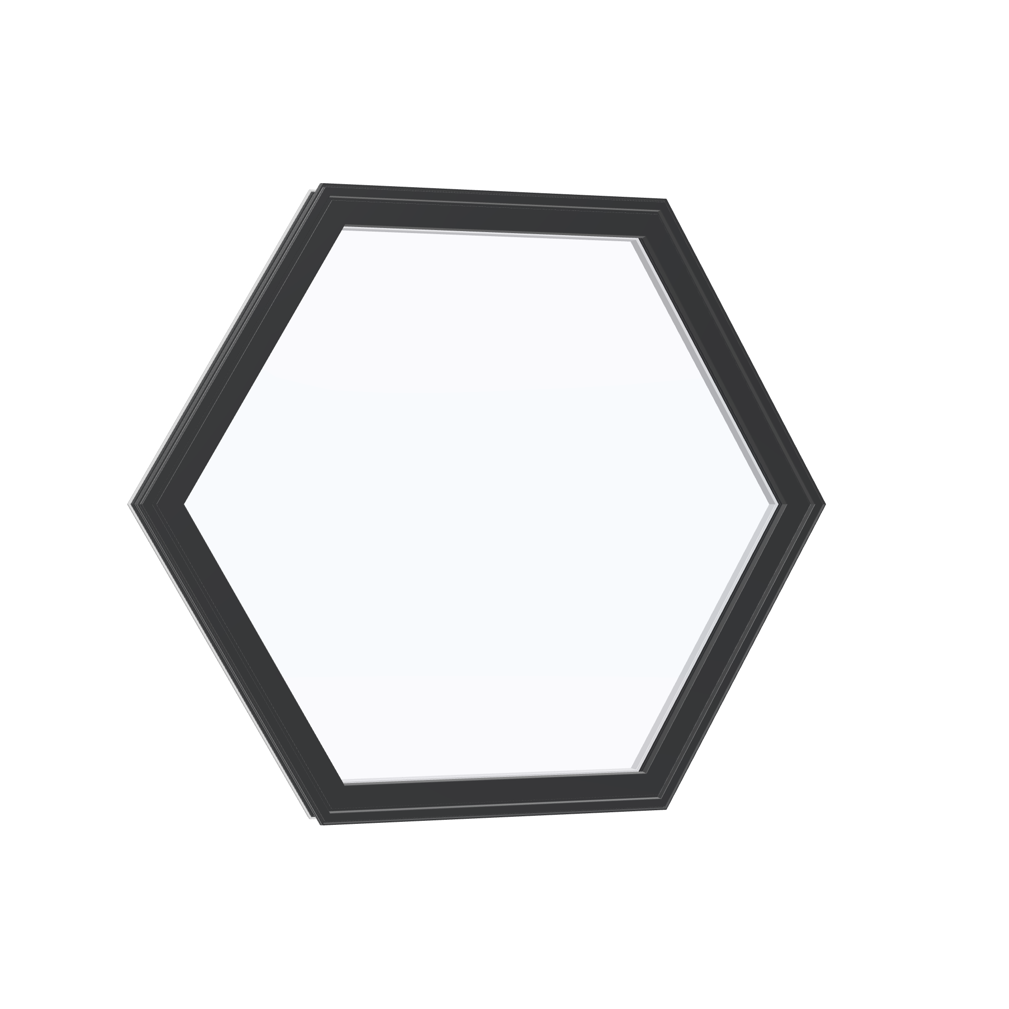 Opposite exterior angle of the 36 × 36 inch hexagon, black exterior / white interior, without nailing flange
