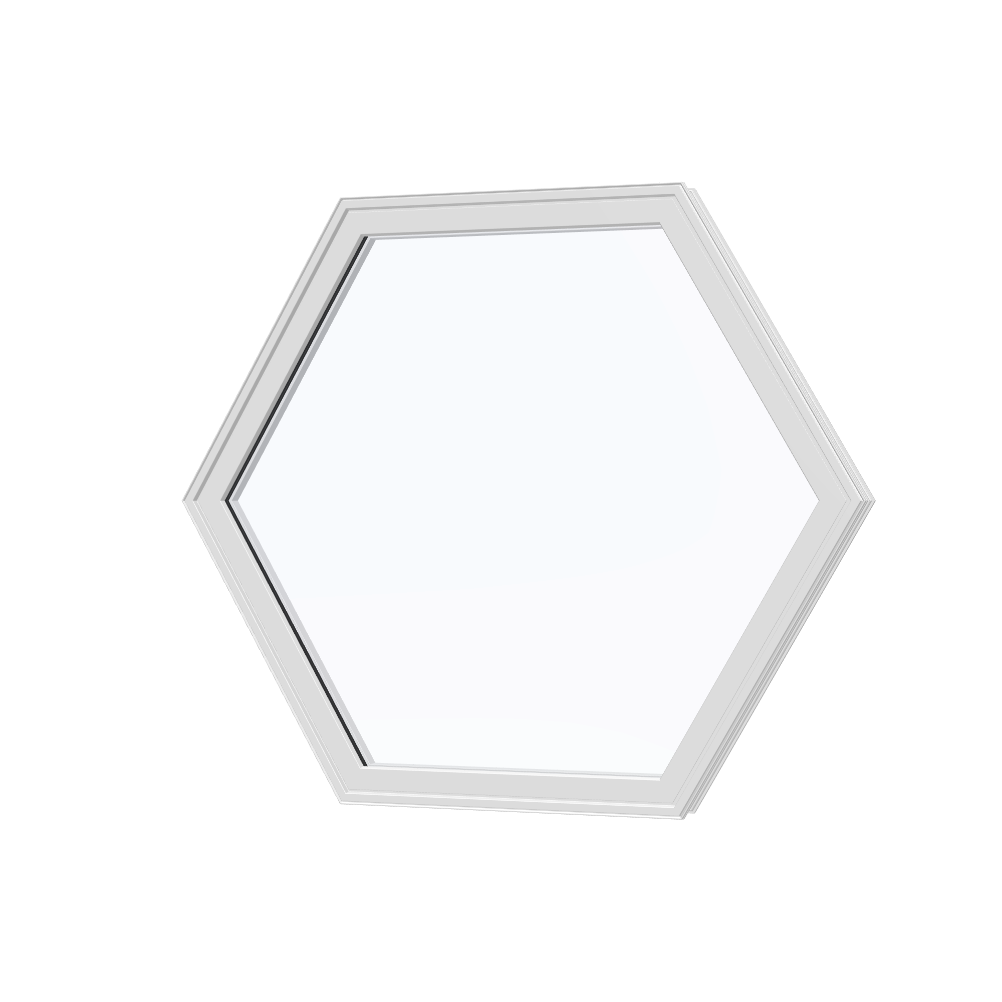 Angled exterior view of the 36 × 36 inch hexagon, white exterior / white interior, without nailing flange