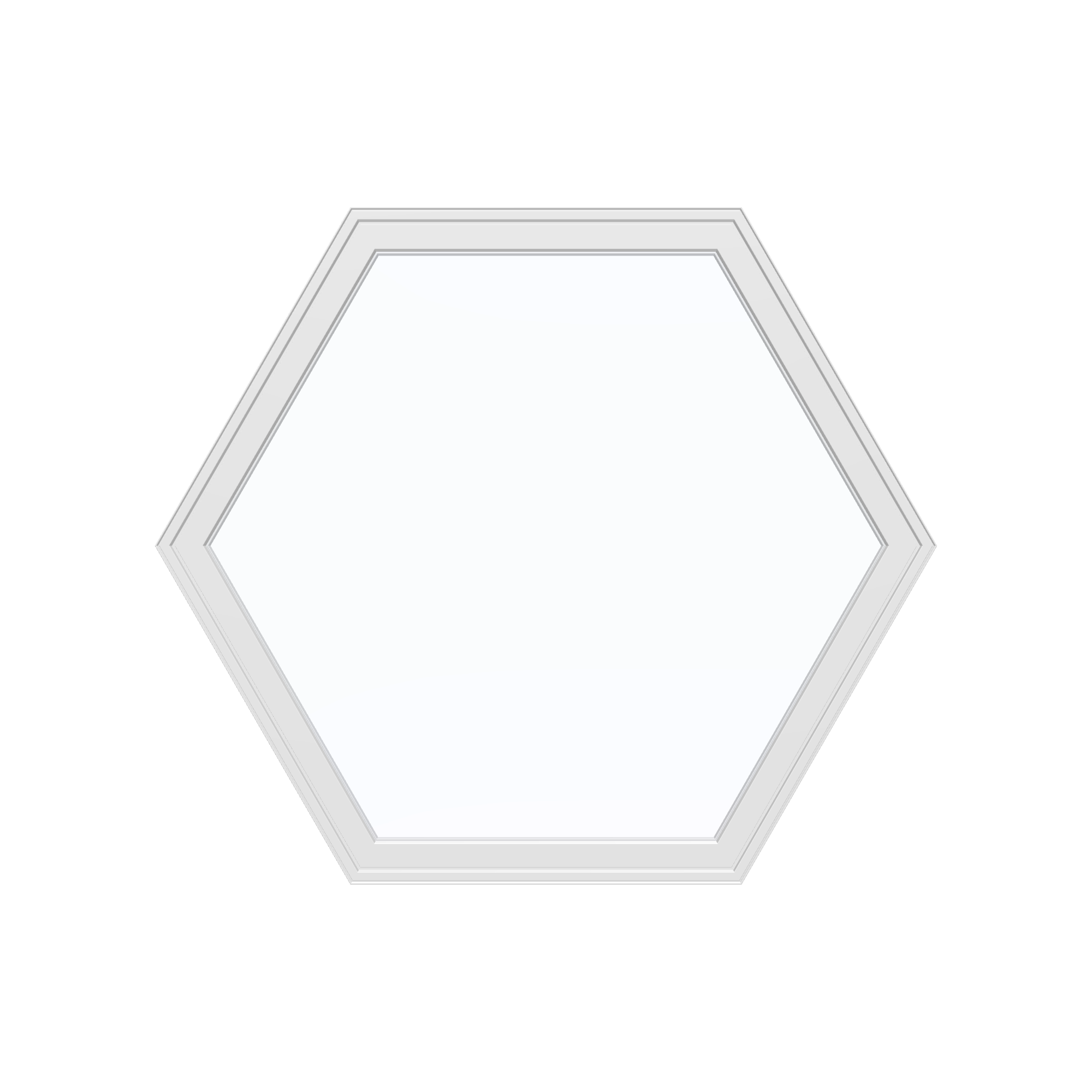 Straight exterior view of the 36 × 36 inch hexagon, white exterior / white interior, without nailing flange