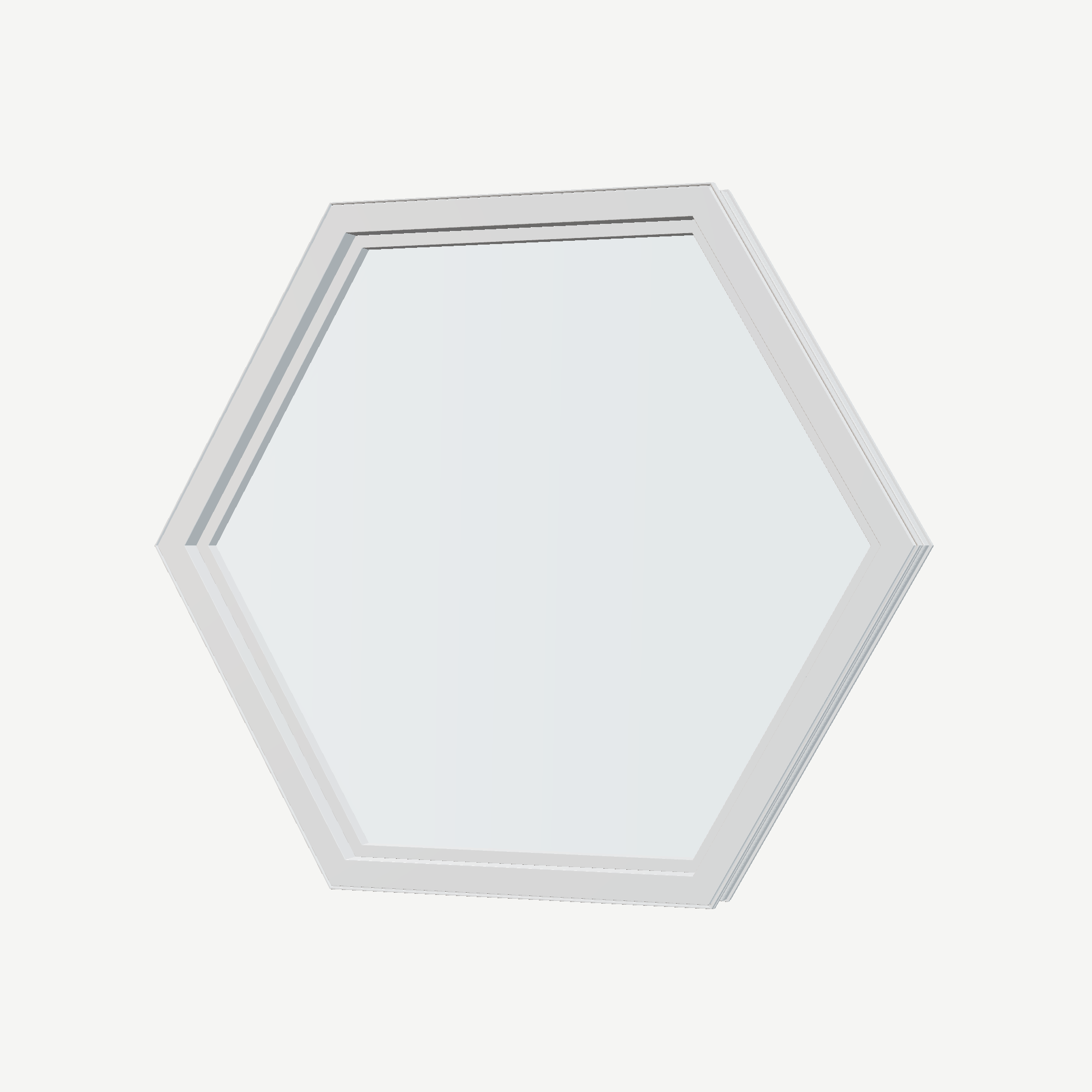 Angled interior view of the 36 × 36 inch hexagon, white exterior / white interior, without nailing flange