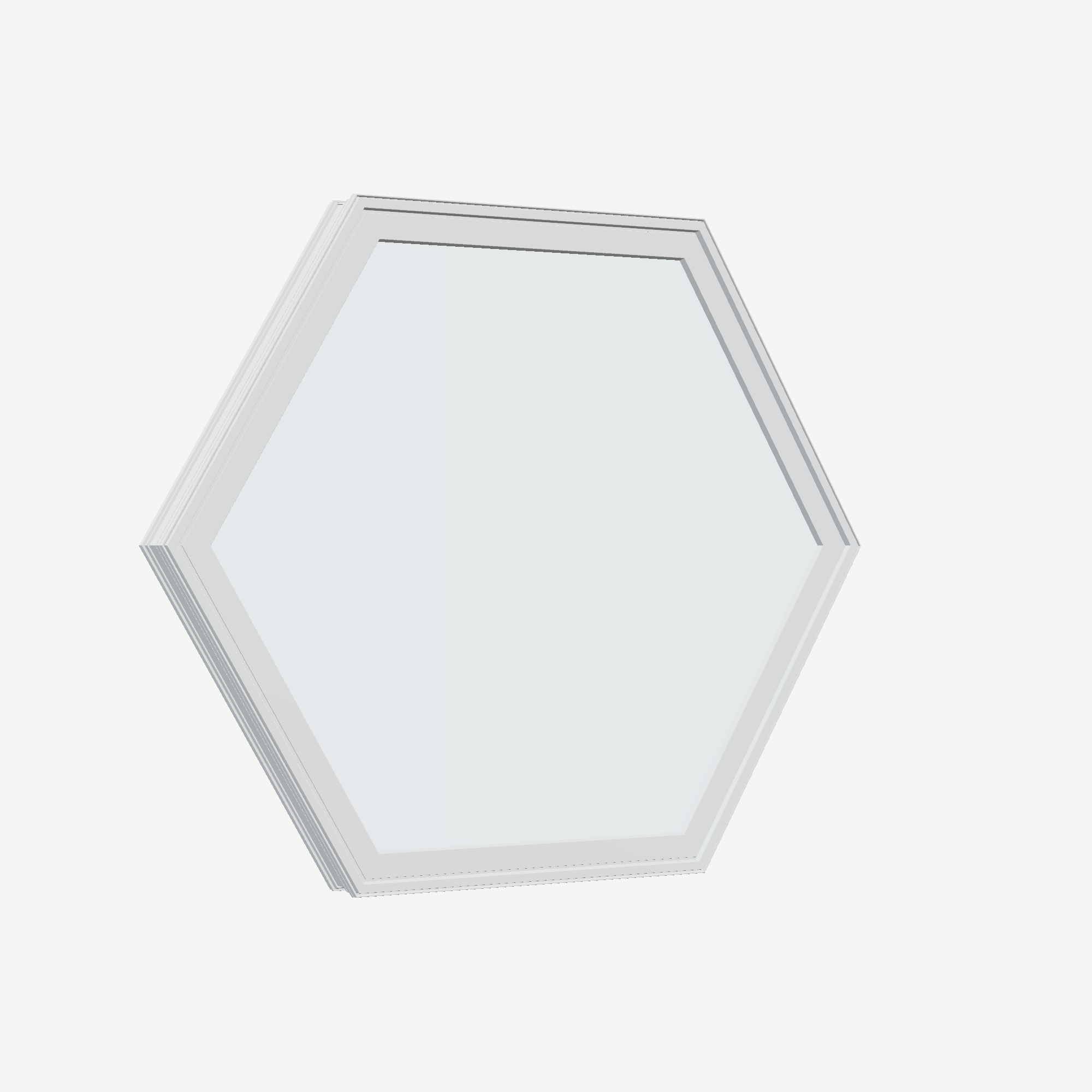 Opposite exterior angle of the 36 × 36 inch hexagon, white exterior / white interior, without nailing flange