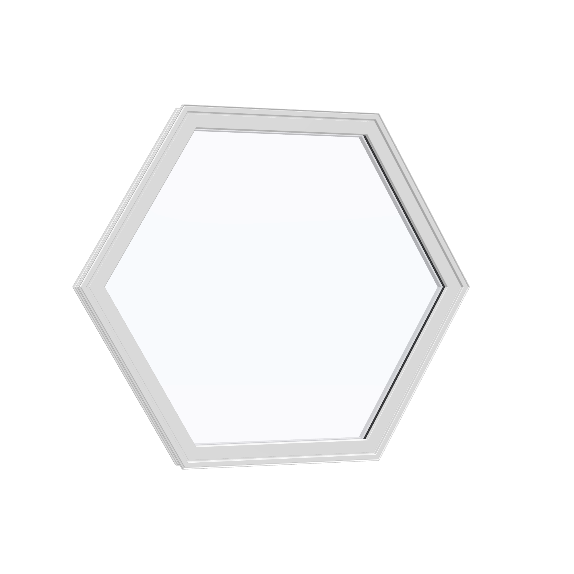 Opposite exterior angle of the 36 × 36 inch hexagon, white exterior / white interior, without nailing flange