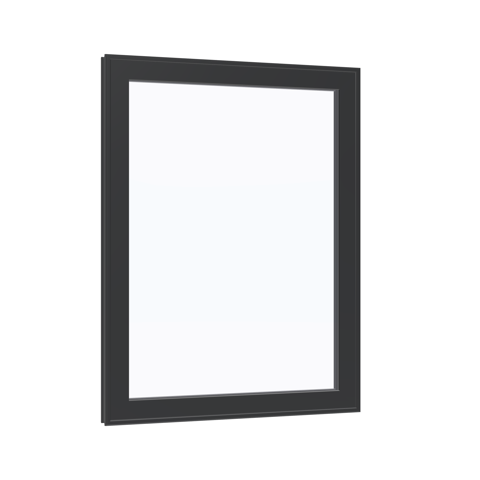 Opposite exterior angle of the 36 × 48 inch high fixed window, black exterior / black interior, without nailing flange
