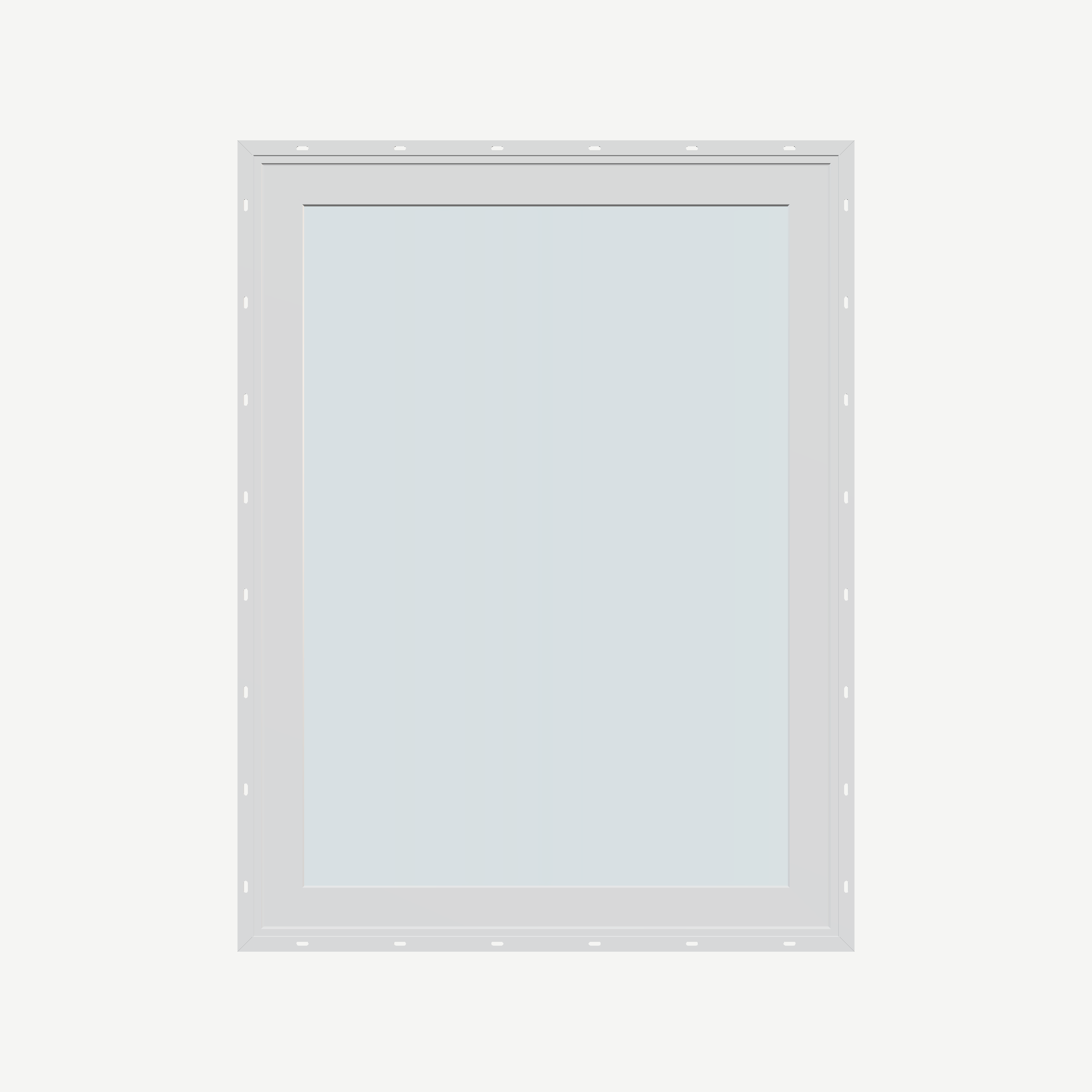 Straight exterior view of the 36 × 48 inch high fixed window, white exterior / white interior, with nailing flange