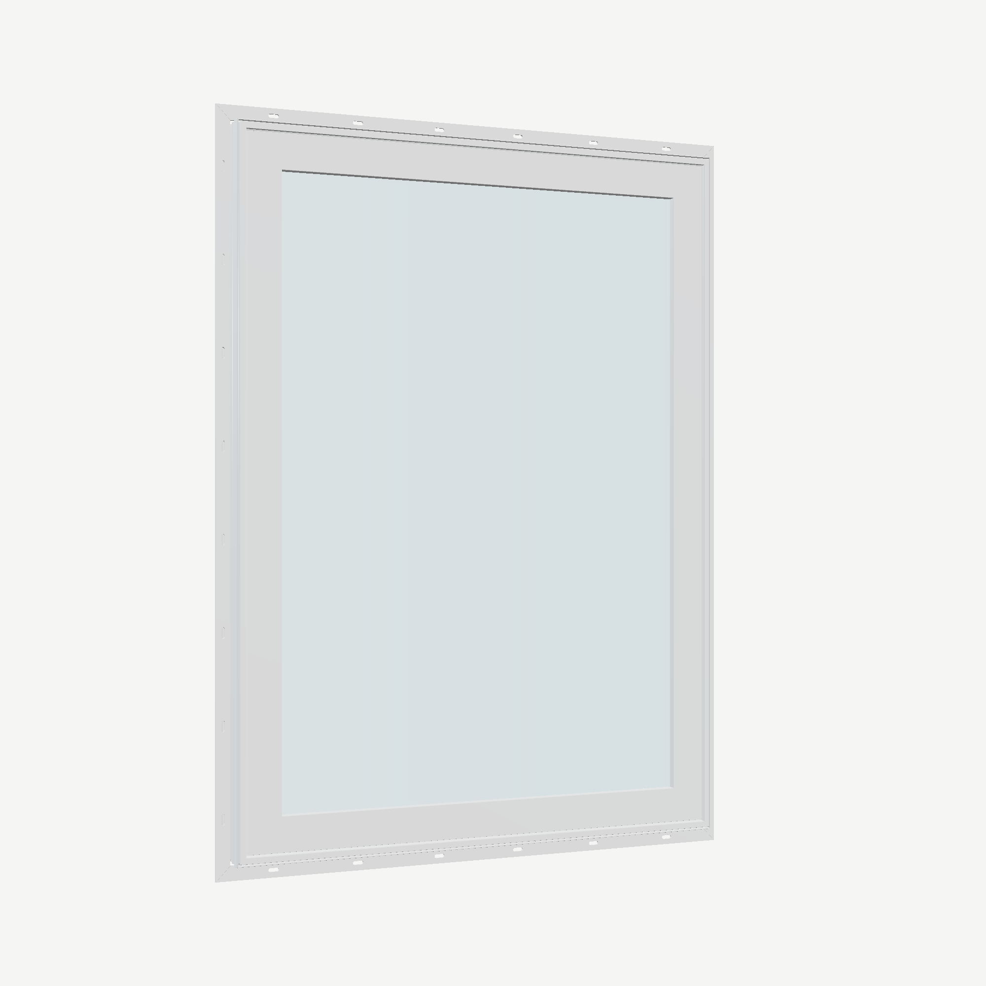Opposite exterior angle of the 36 × 48 inch high fixed window, white exterior / white interior, with nailing flange