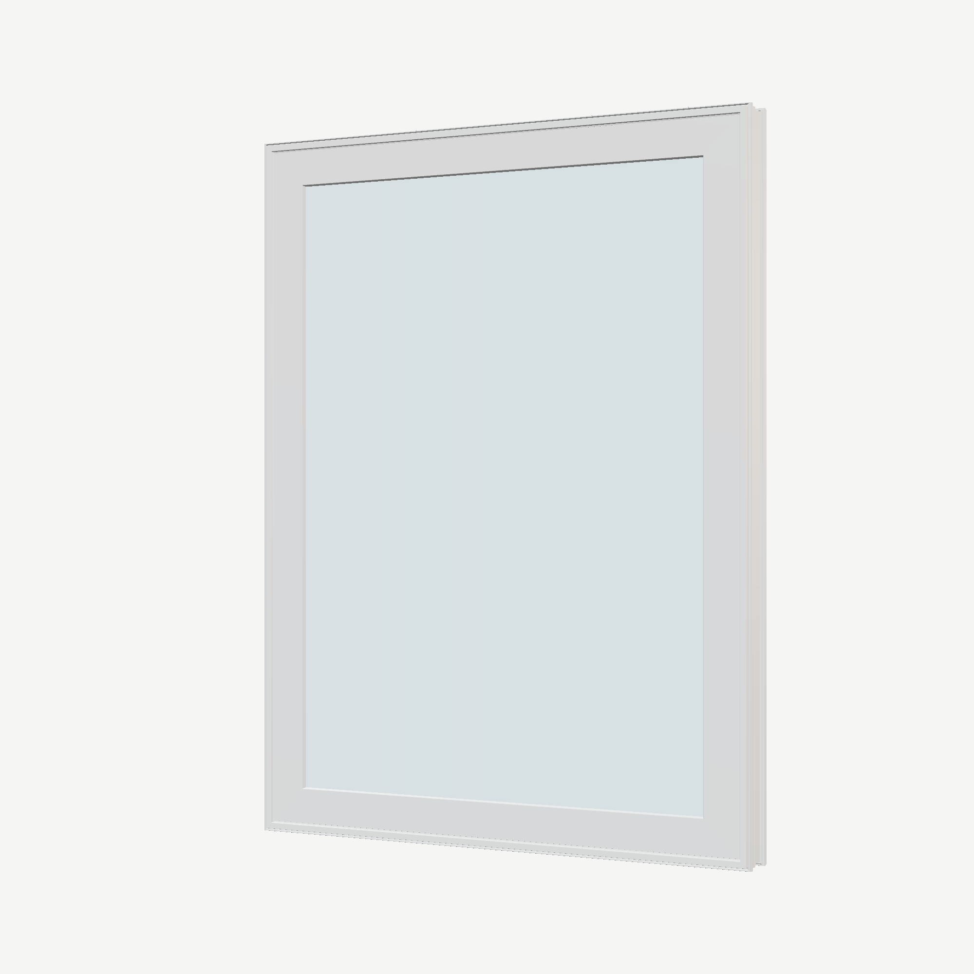 Angled exterior view of the 36 × 48 inch high fixed window, white exterior / white interior, without nailing flange