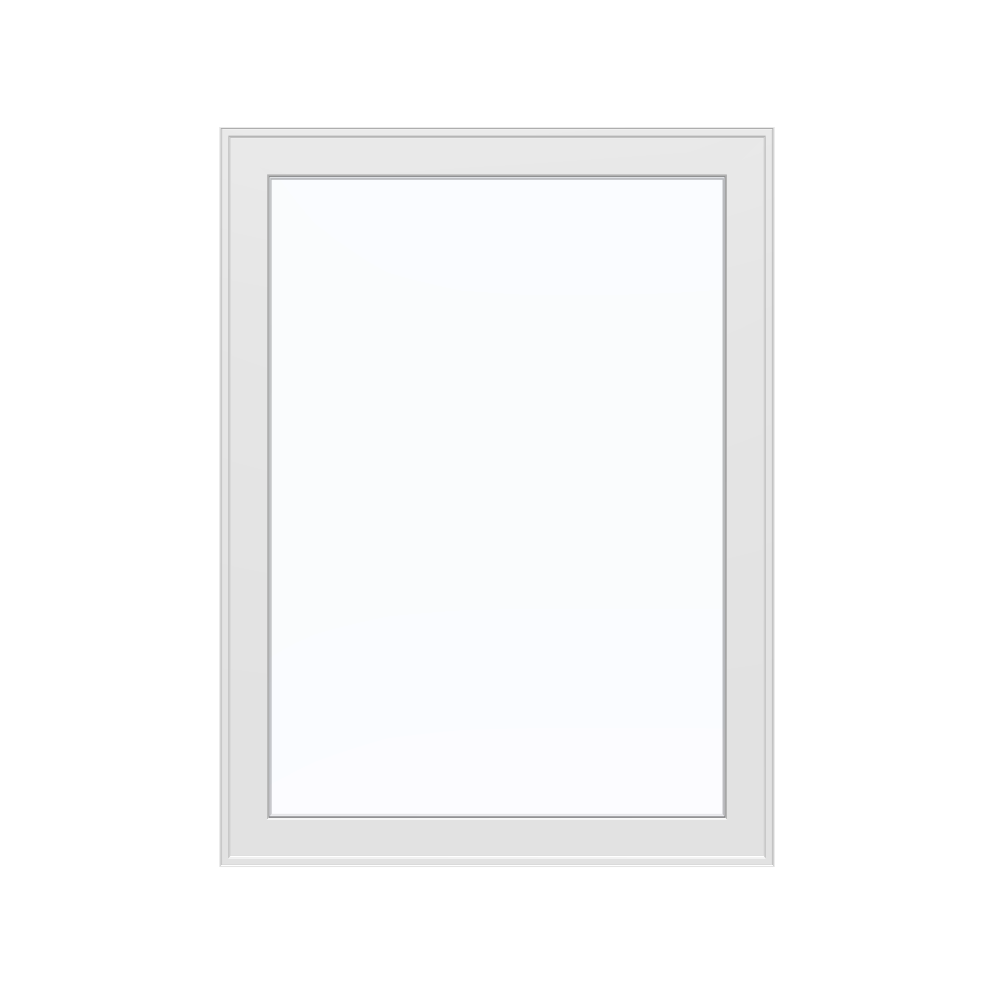 Straight exterior view of the 36 × 48 inch high fixed window, white exterior / white interior, without nailing flange