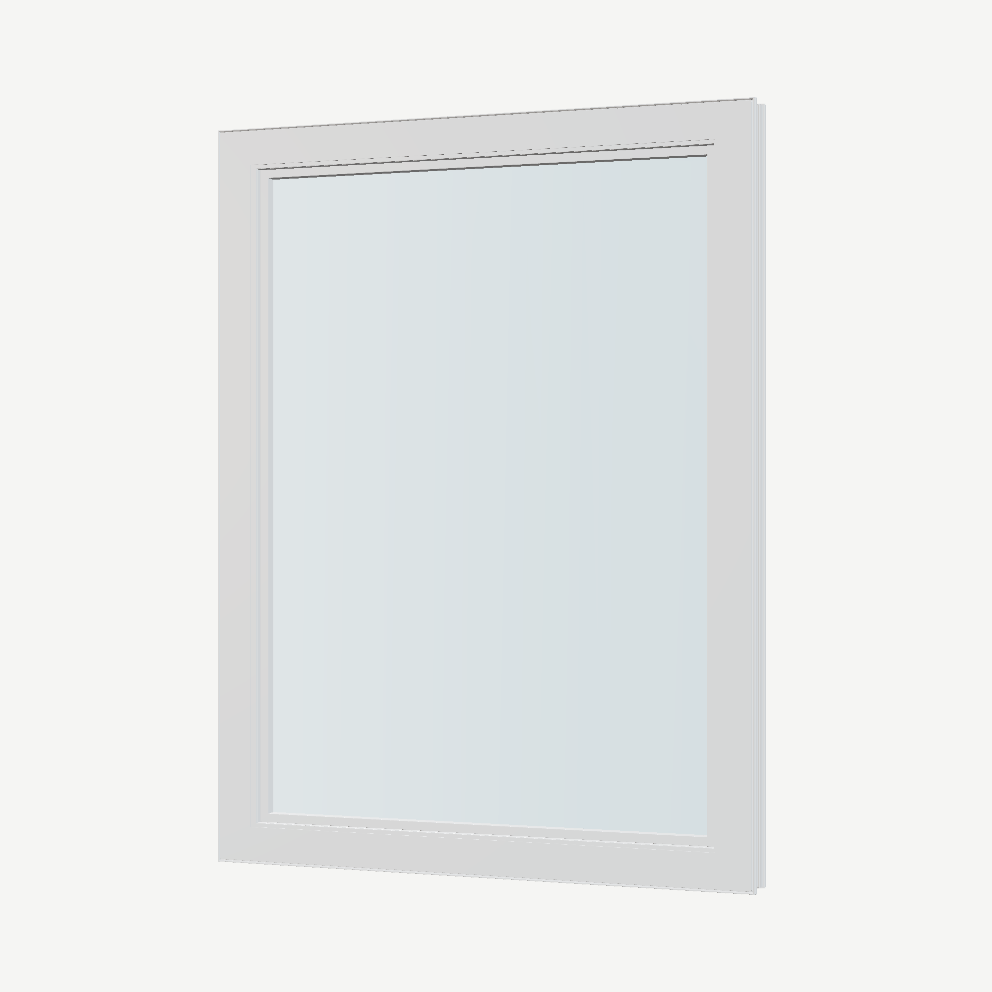 Angled interior view of the 36 × 48 inch high fixed window, white exterior / white interior, without nailing flange