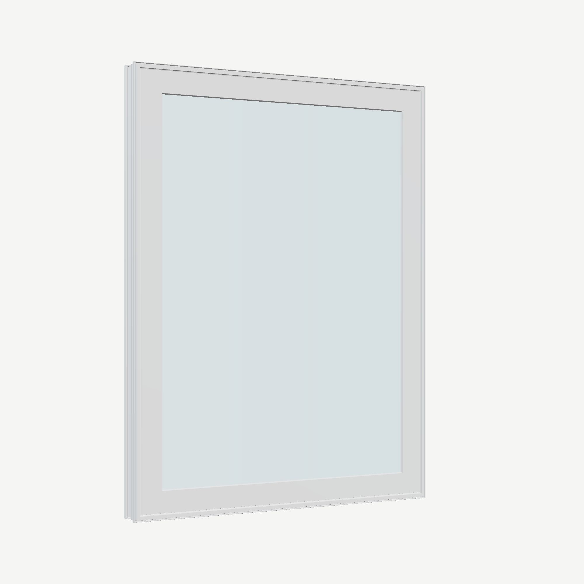 Opposite exterior angle of the 36 × 48 inch high fixed window, white exterior / white interior, without nailing flange